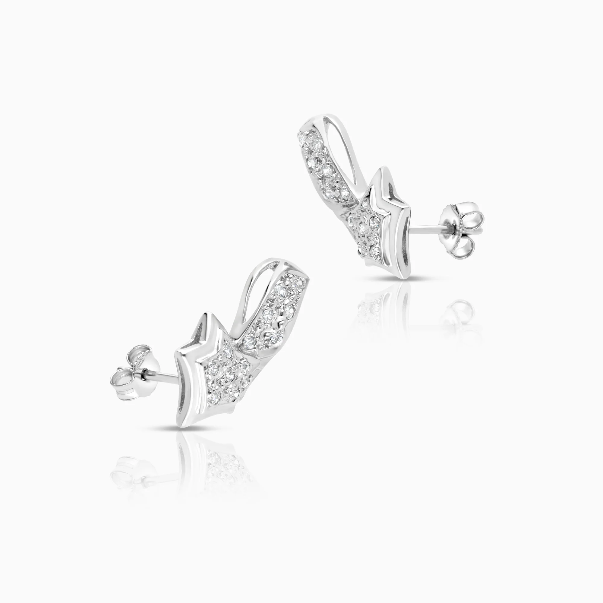 Gold earrings with white cubic zirconia 3.80g 18K white gold - Image 2