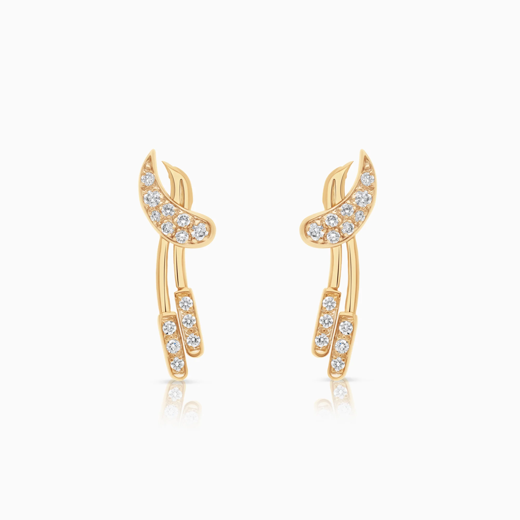Gold earrings with white cubic zirconia 4.47g 18K gold