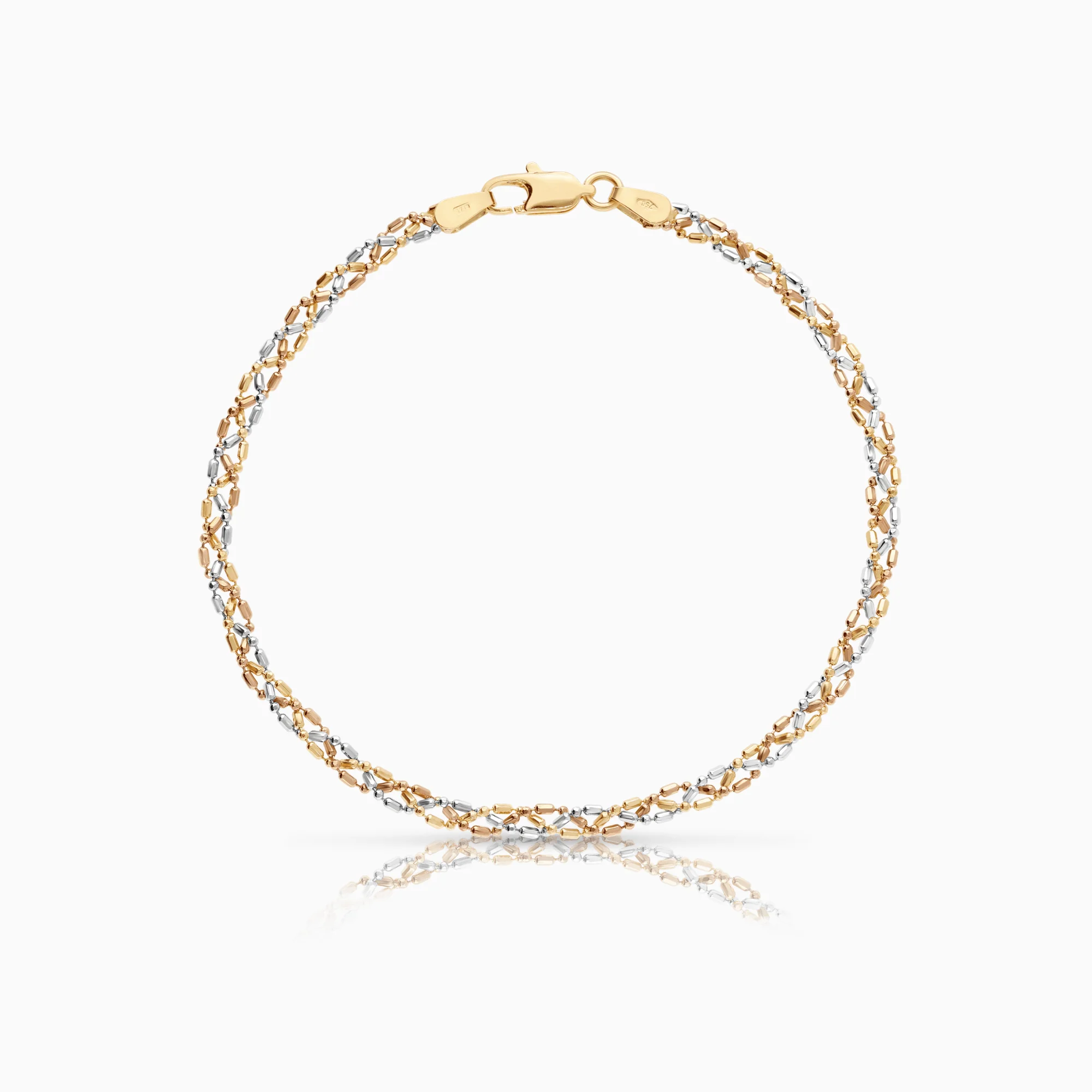 Fantasy Bracelet 3.41g 18K Yellow/Rose/White Gold