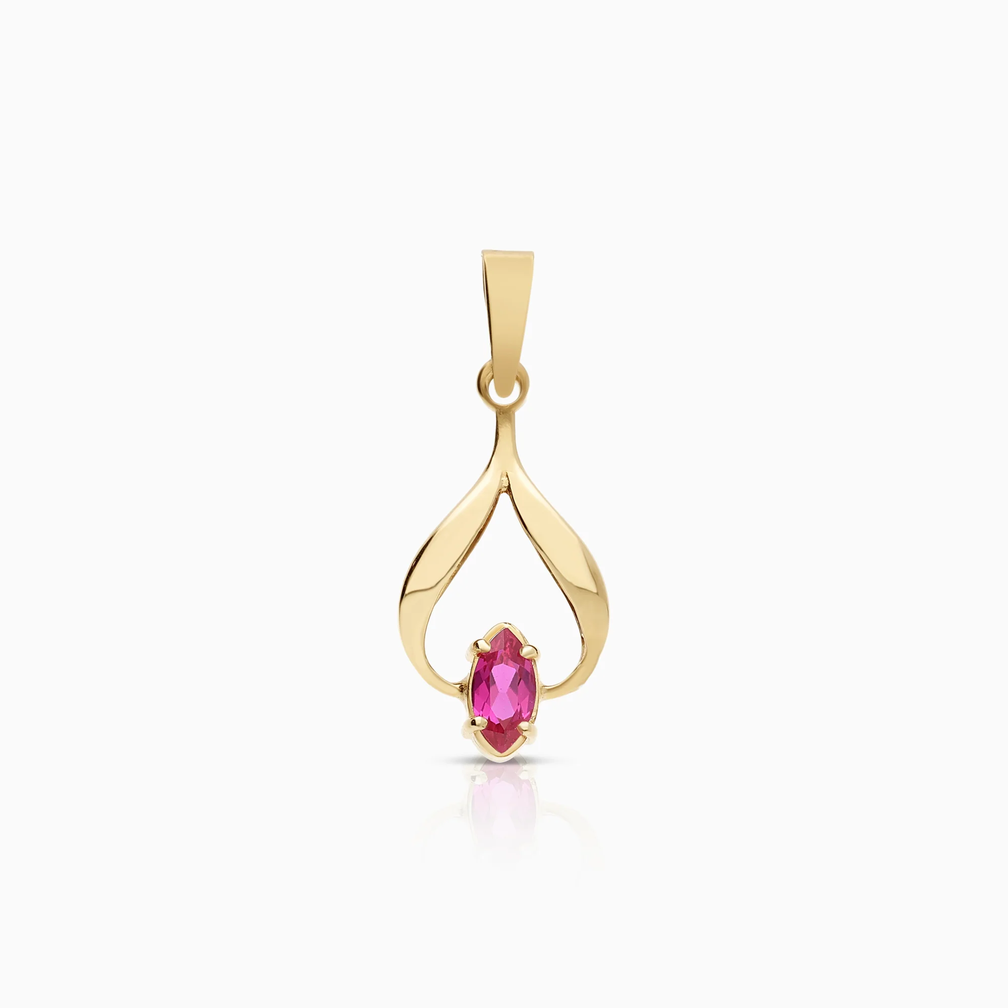 Pendant with synthetic ruby 0.87g 14K gold