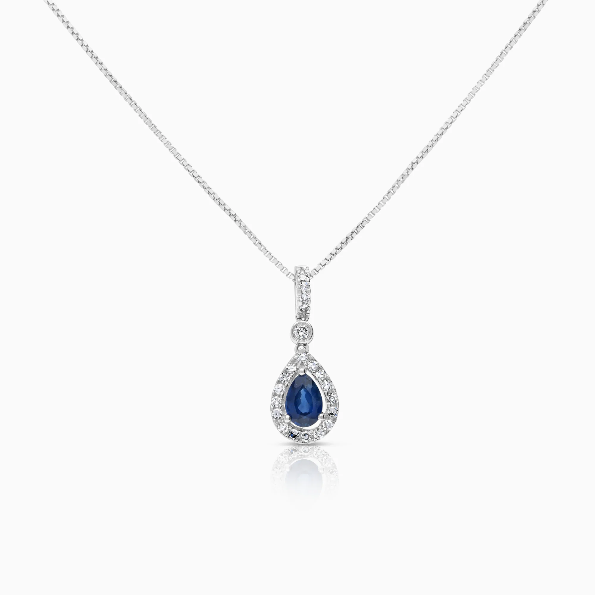 Necklace with diamond pendant 0.23ct 18K white gold