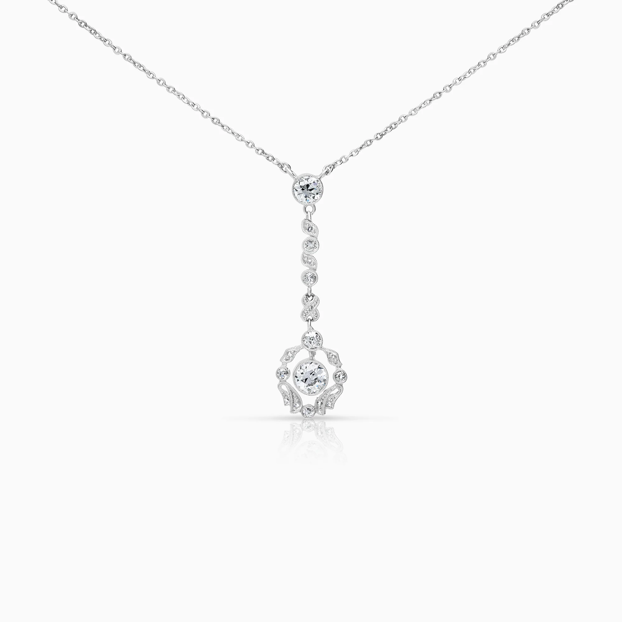 Necklace with diamond pendant 0.95ct 18K white gold