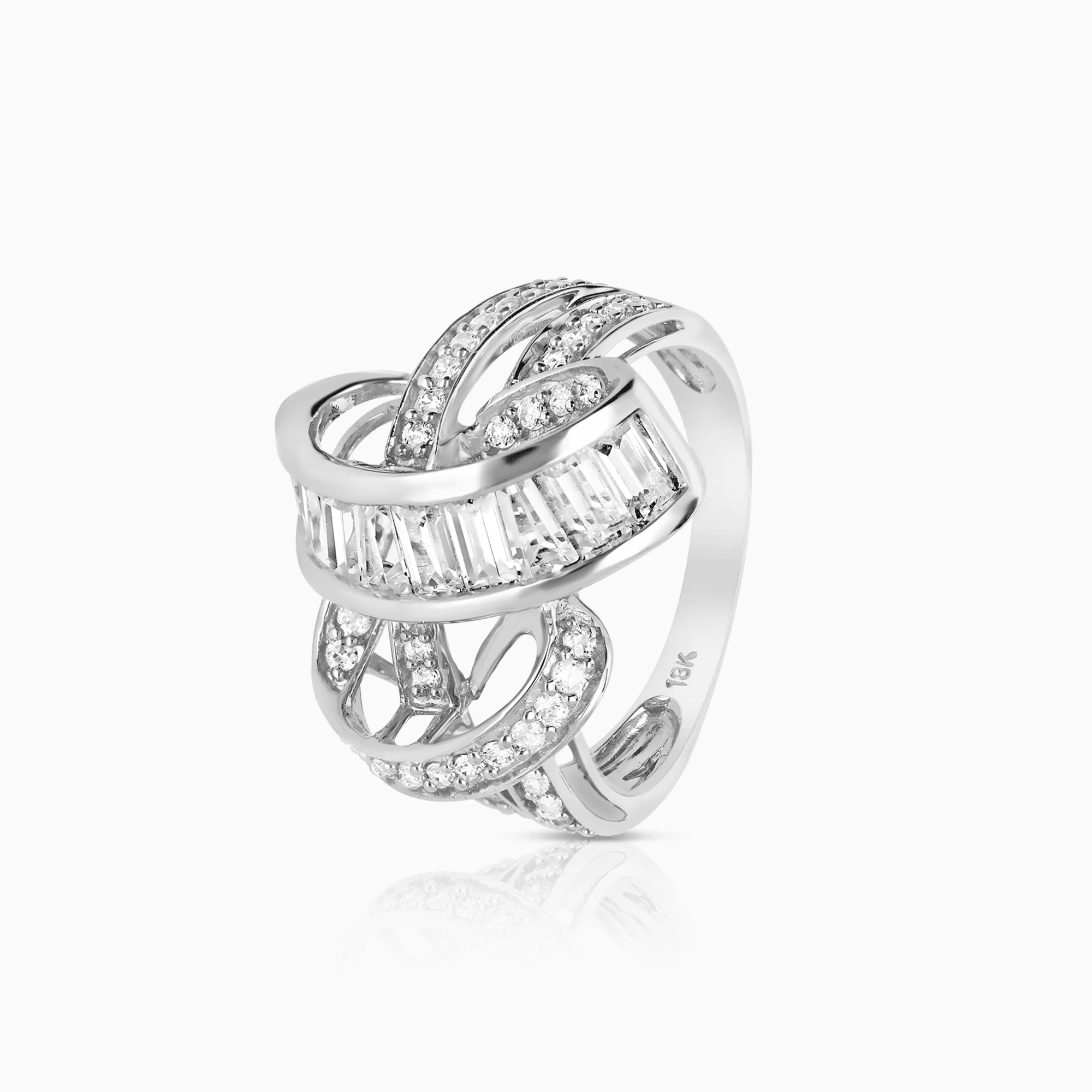 Fashion ring with white cubic zirconia 6.14g 18K white gold
