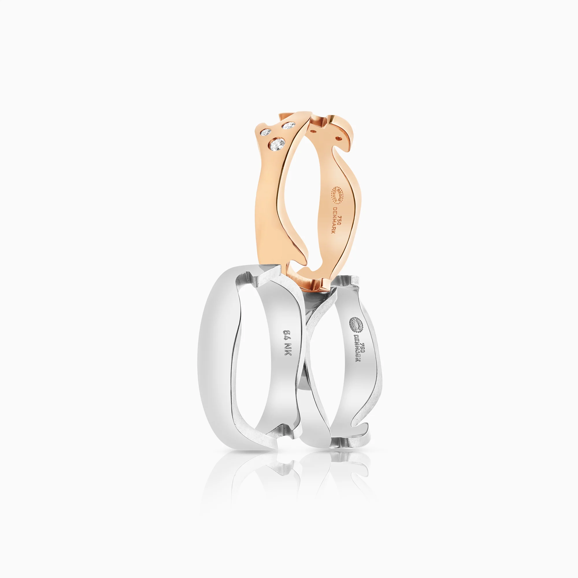Georg Jensen, Fusion 3-part 0.19ct 18K white gold - Image 3