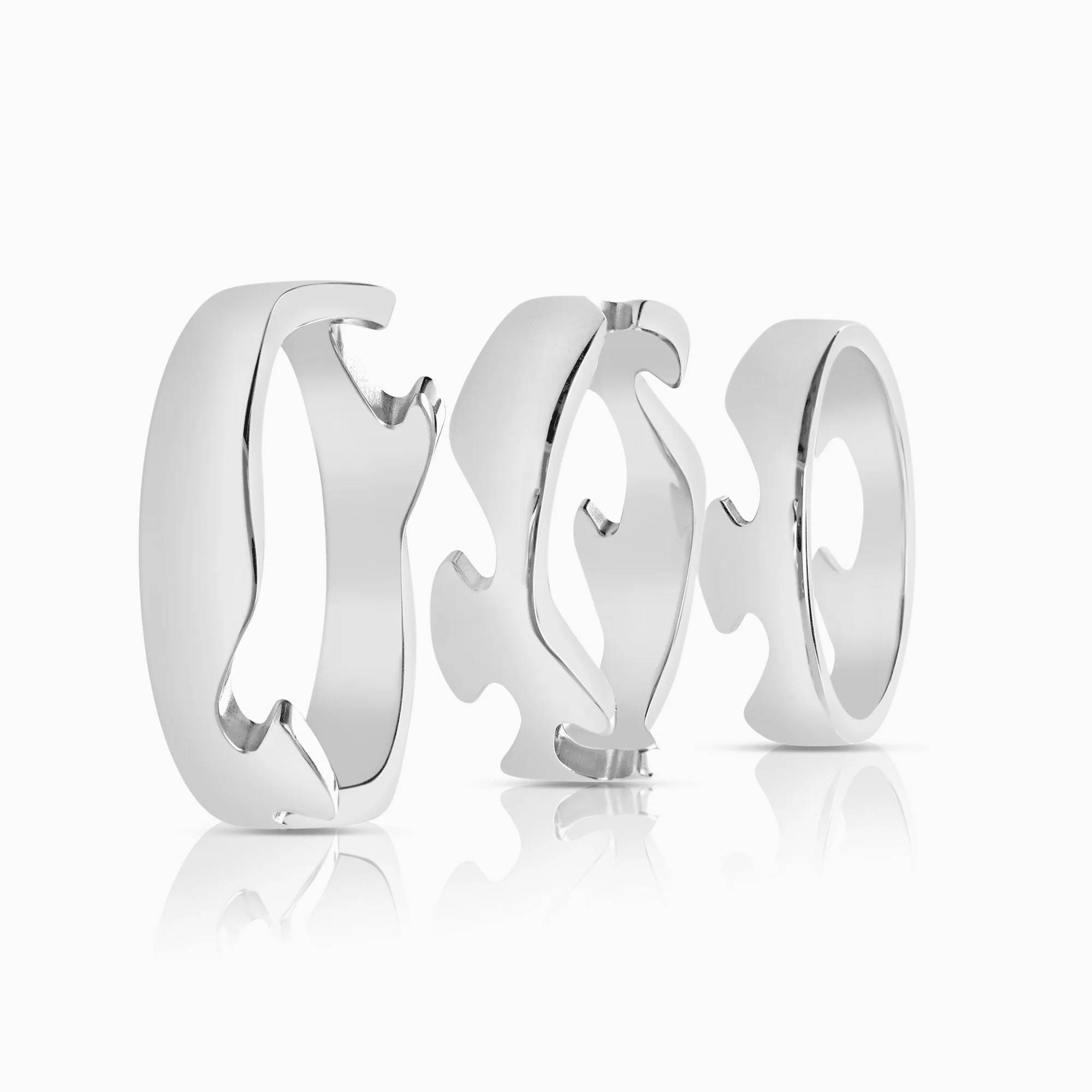 Georg Jensen Fusion 3-piece ring 18.97g 18K white gold - Image 2