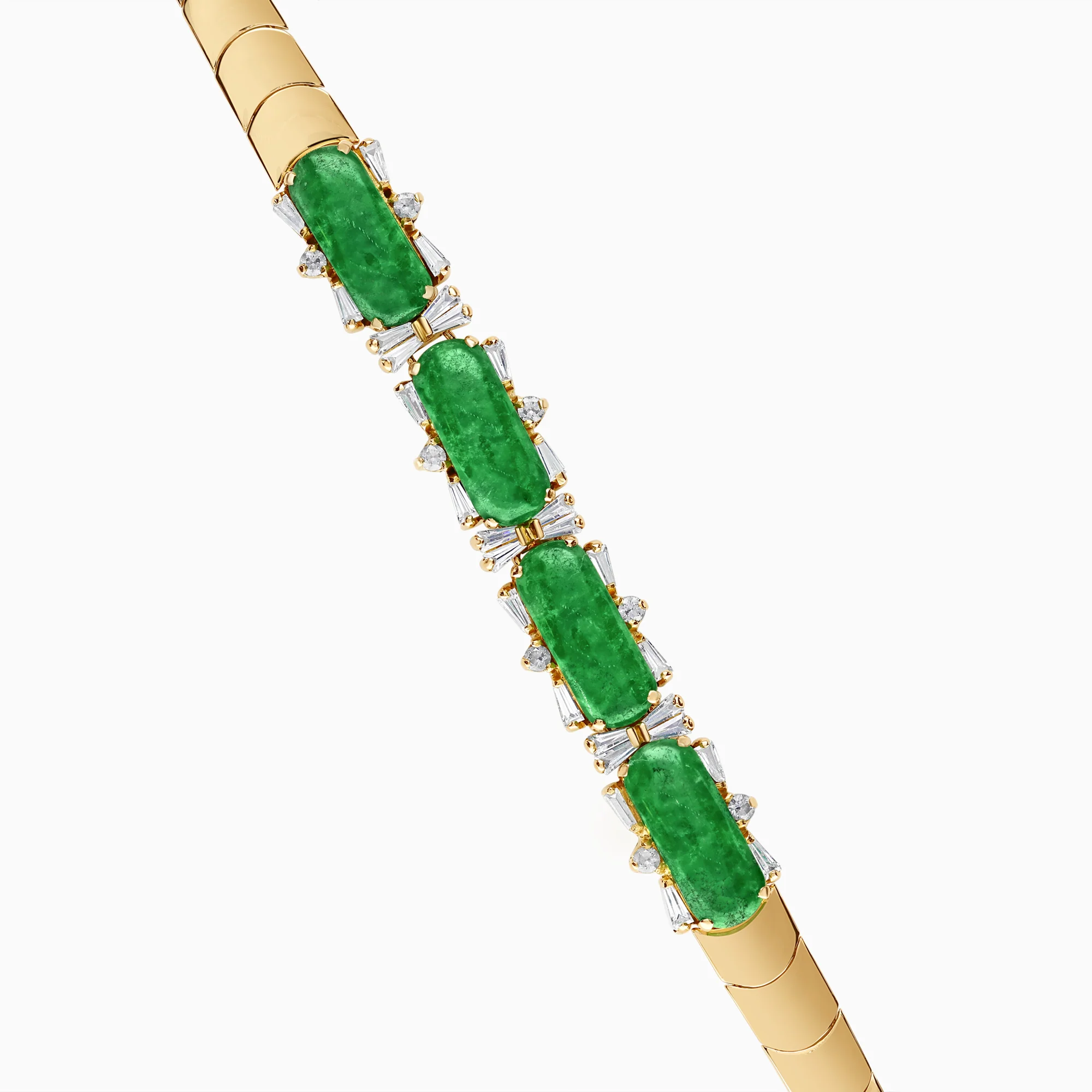 Gold bracelet with green stones 26.78g 18K gold