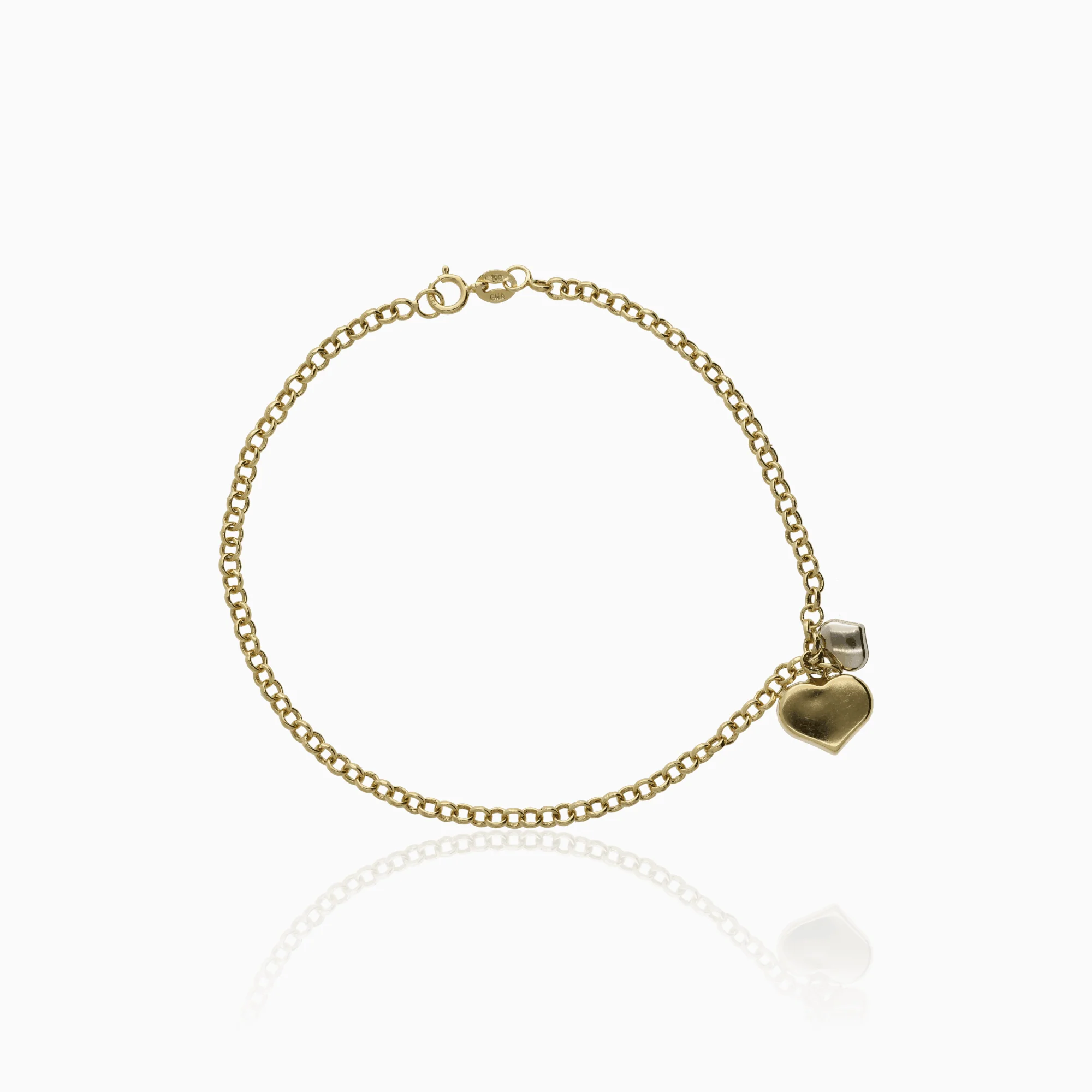 Gold bracelet with hearts 2.0g 18K gold