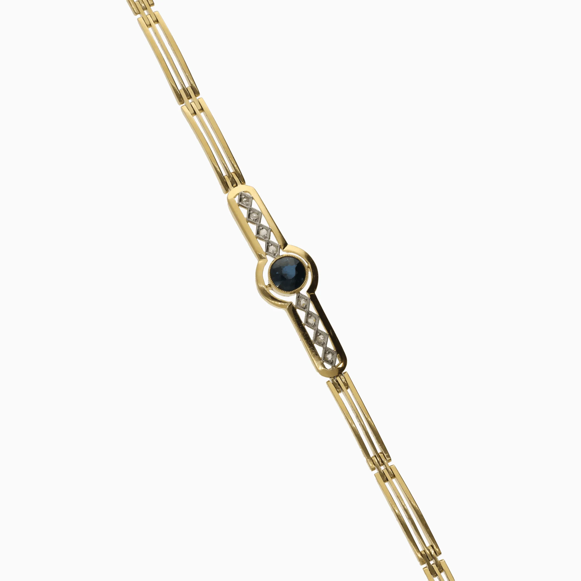 Gold bracelet with sapphire and diamonds 9.9g 18K