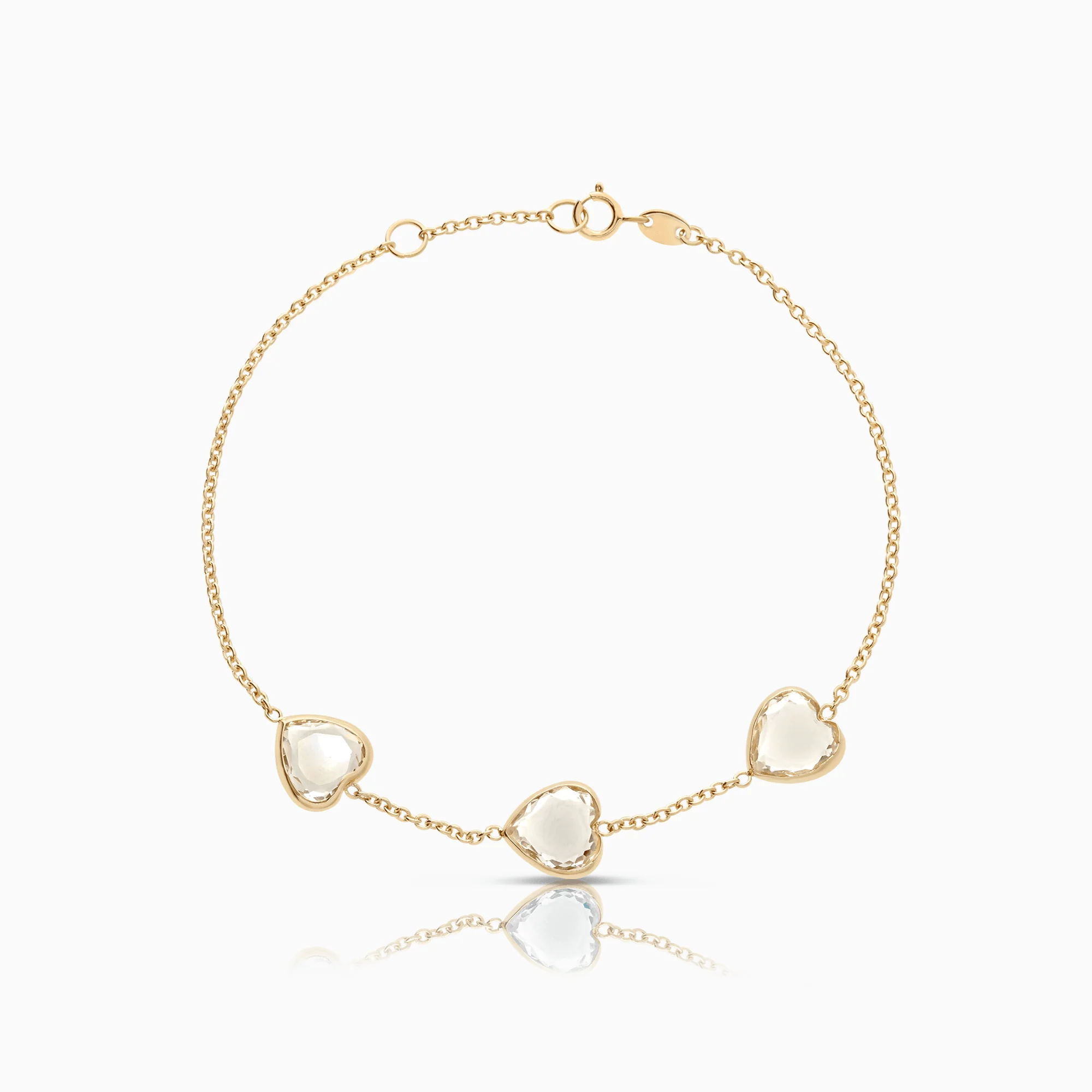 Gold Bracelet with White Heart-Shaped Stones 2.62g 18K Gold