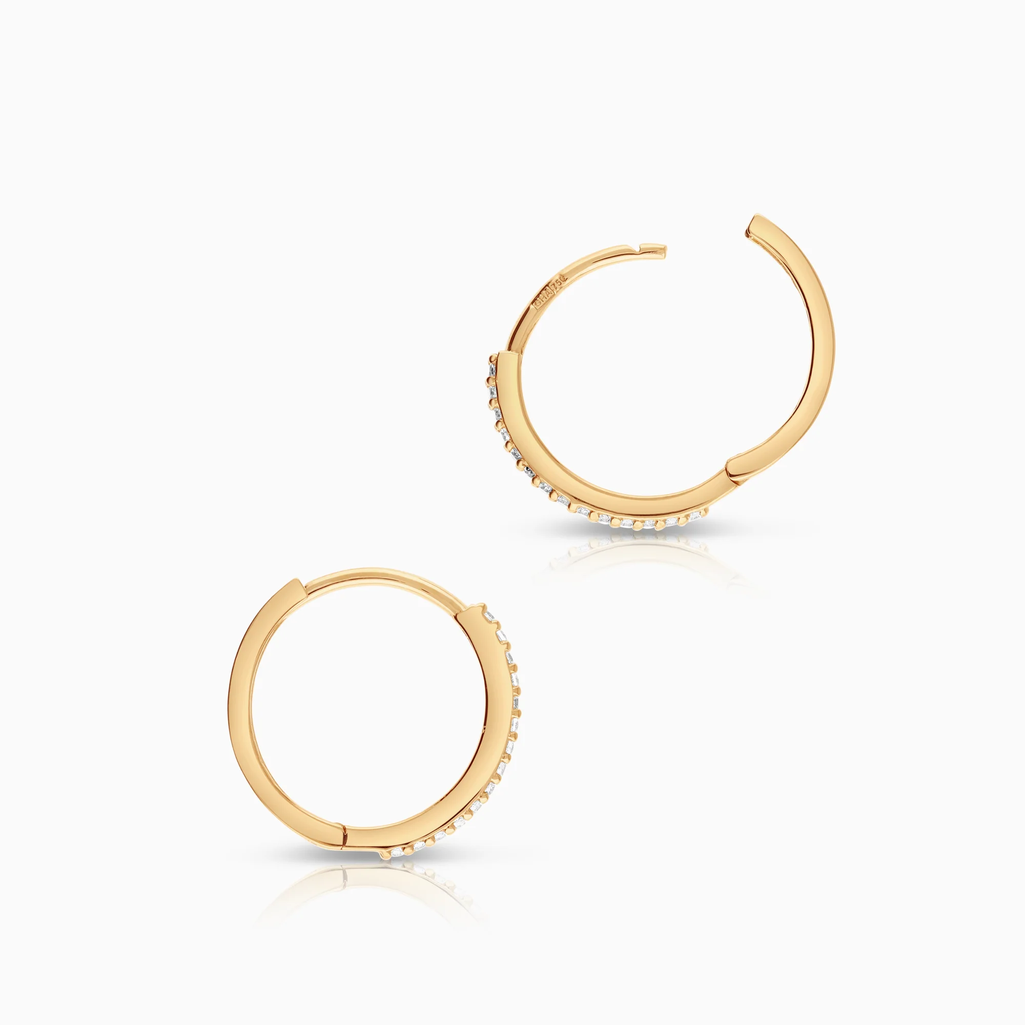 Gold hoops with cubic zirconia 1.27g 18K gold - Image 2