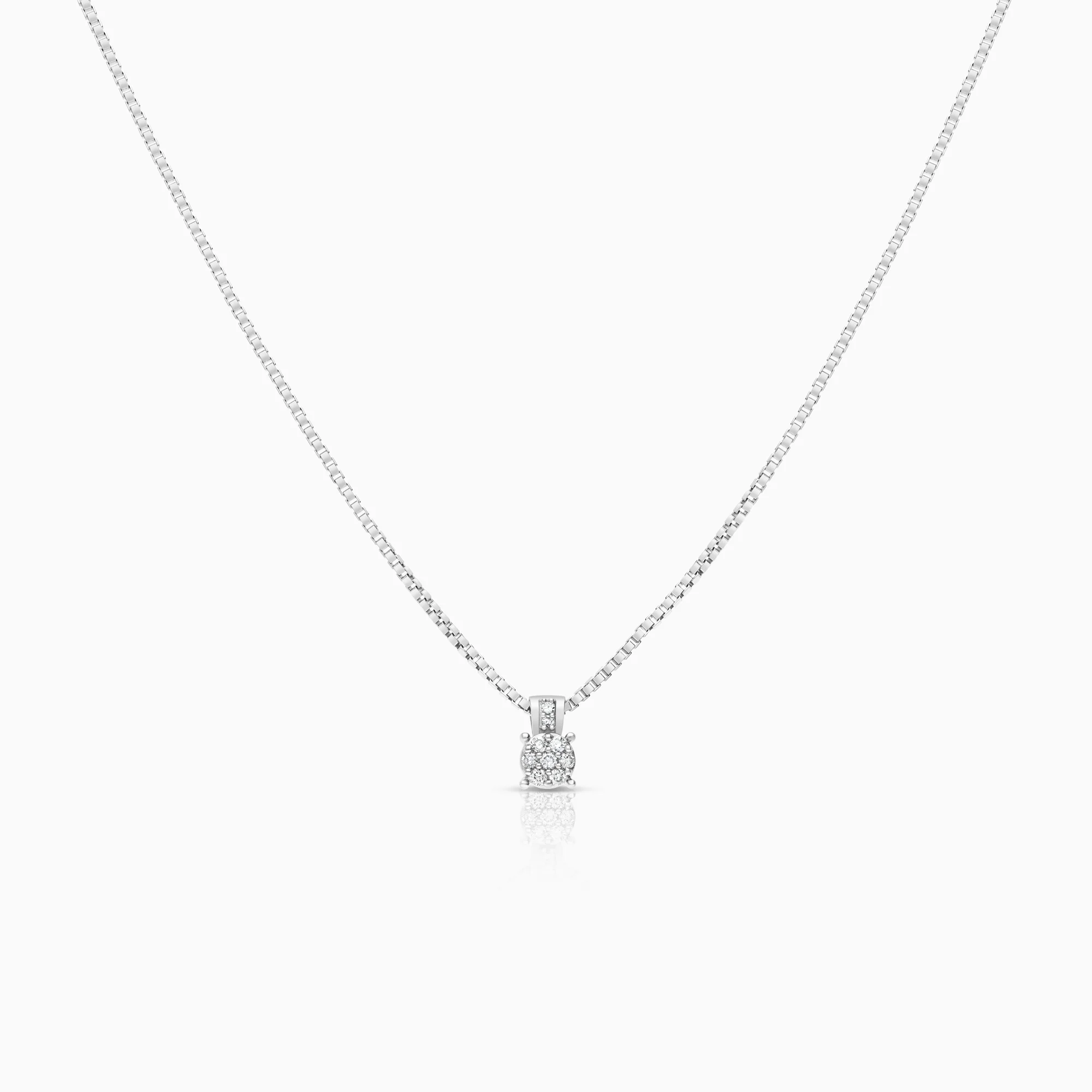 Necklace with diamond pendant 0.11ct 18K white gold