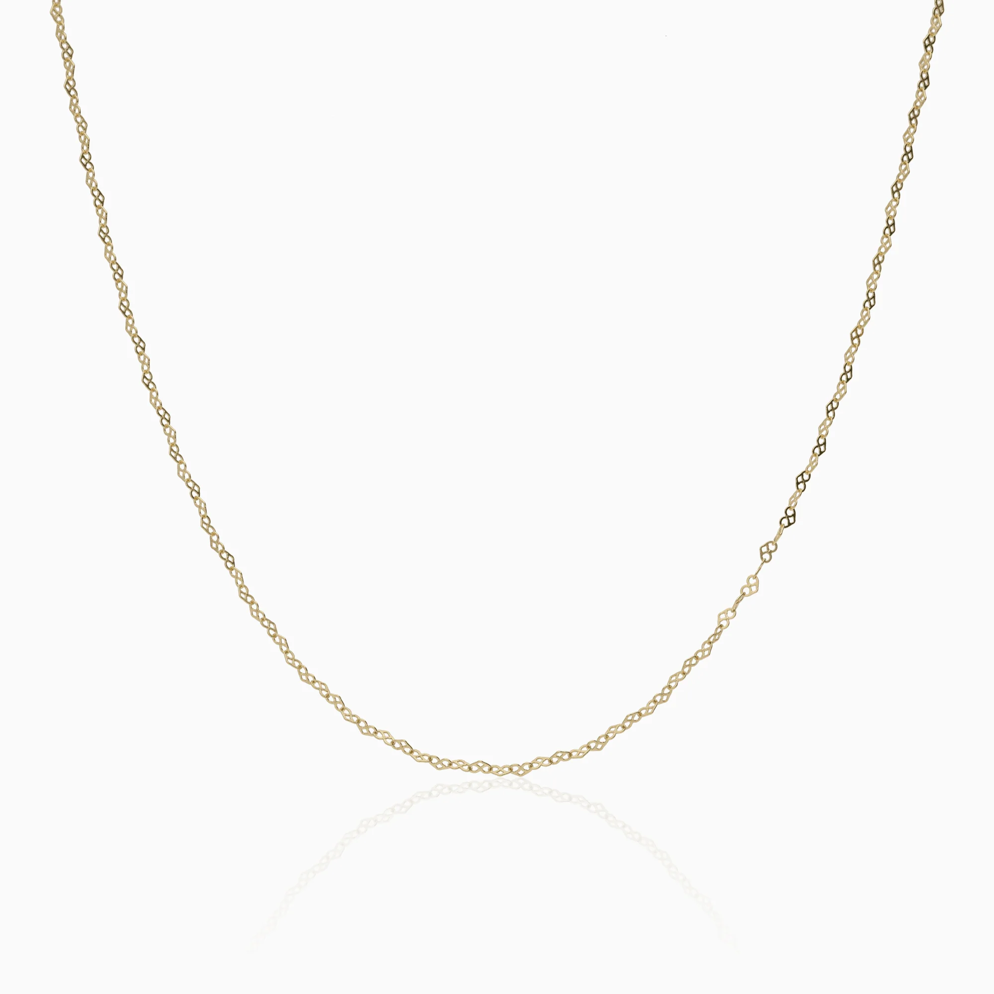 Gold heart link necklace 1.45g 18K yellow gold