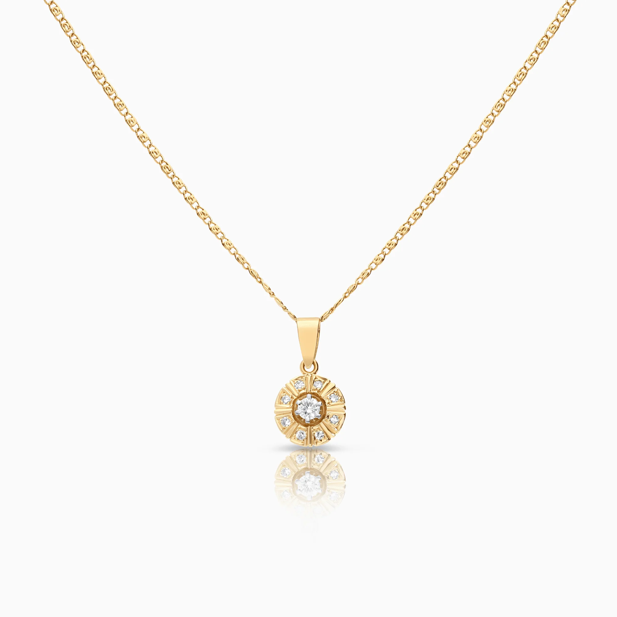 Gold necklace with diamond pendant 0.18ct 18K