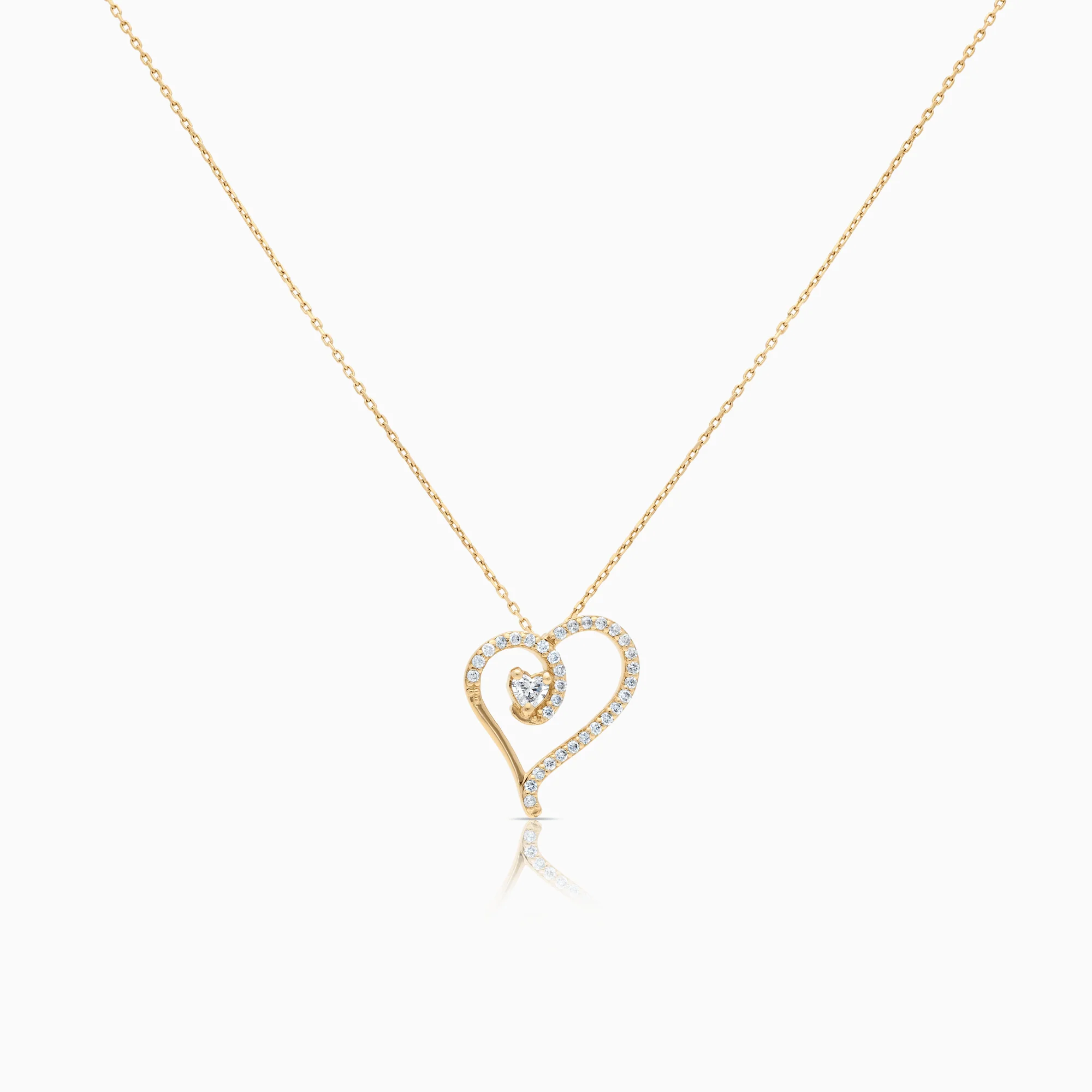 Gold necklace with diamond pendant 0.30ct 14K - Image 3