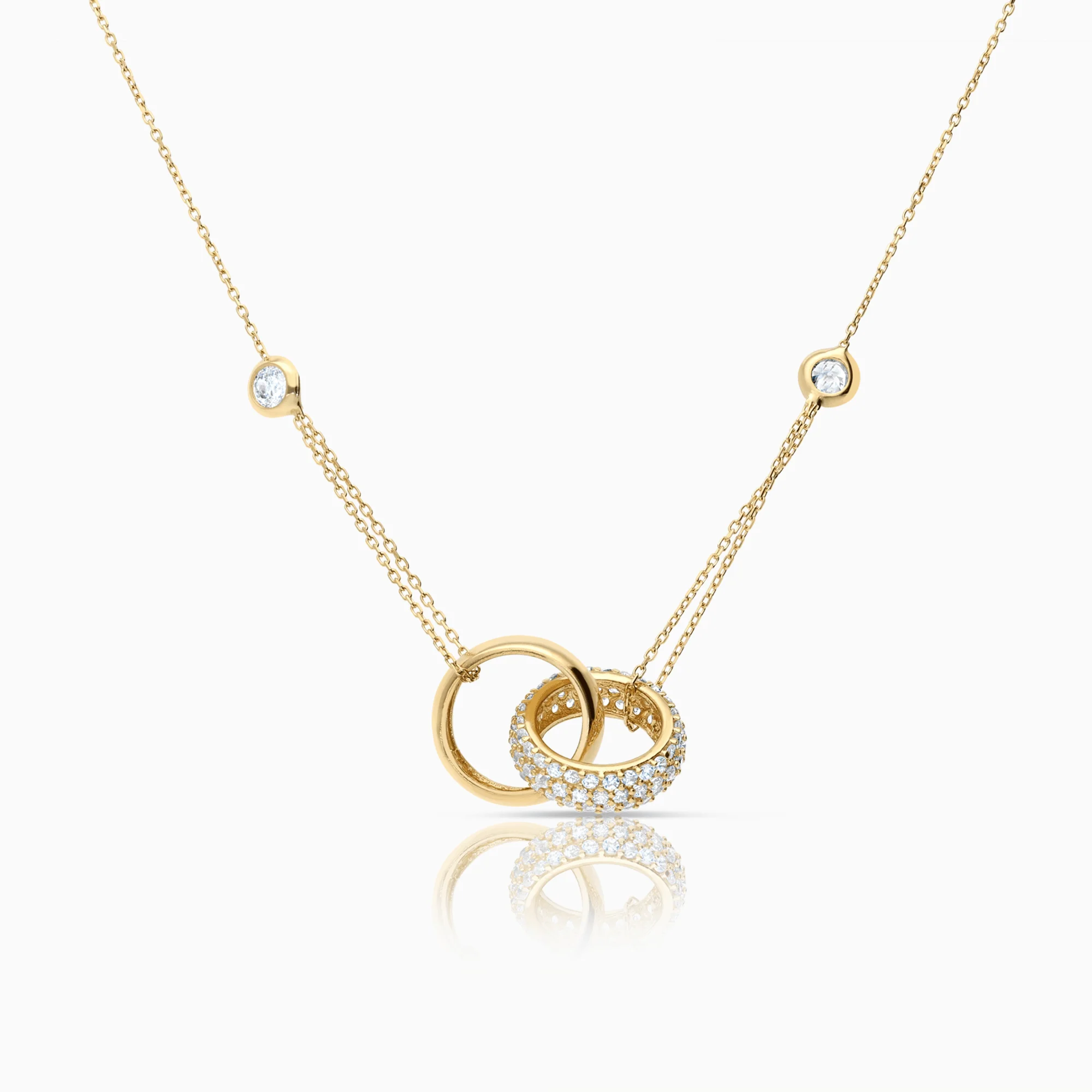 Gold necklace with pendant white stones 3.6g 14K