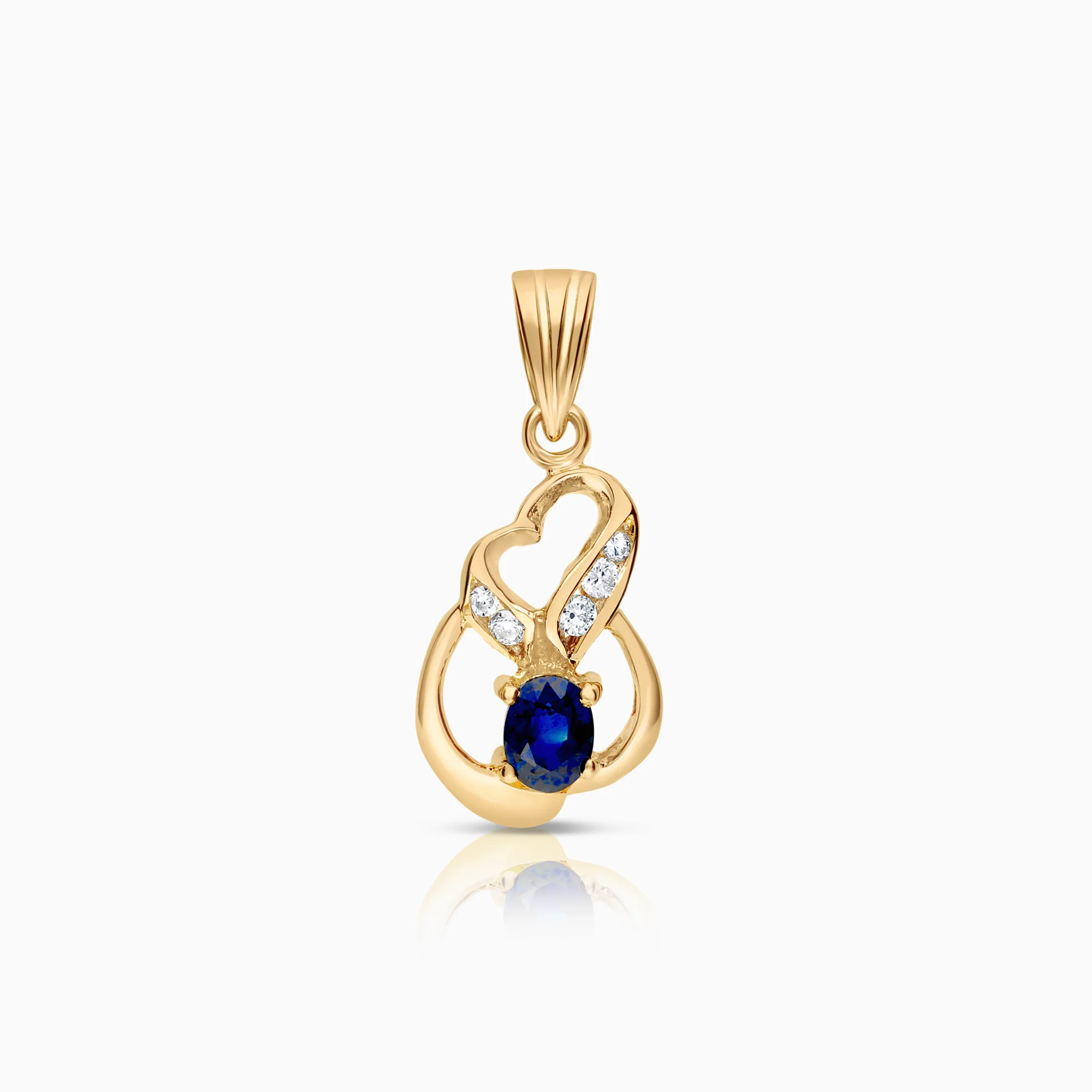 Pendant with diamonds and sapphire 0.04ct 18K yellow gold