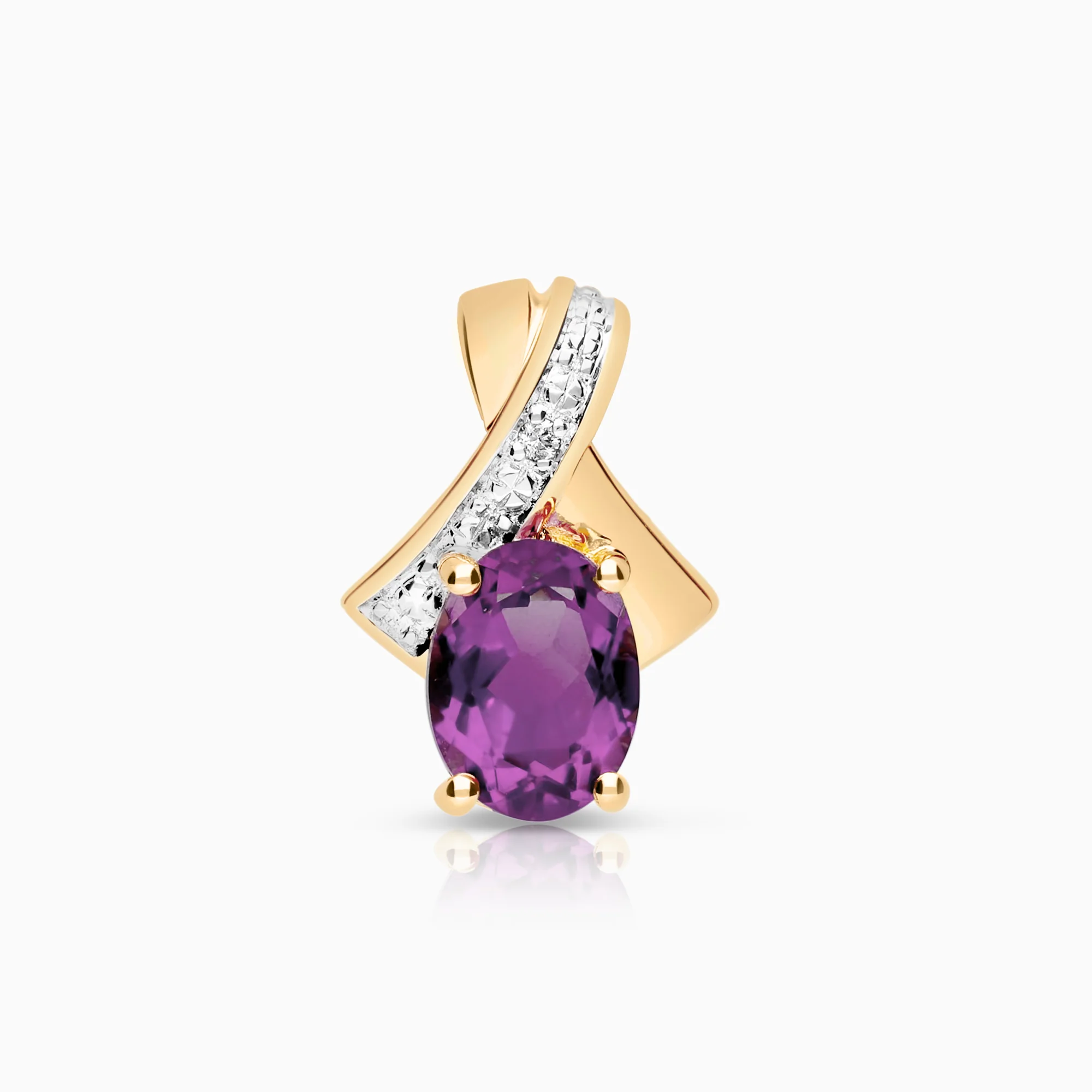 Diamond pendant with amethyst, 1.31g, 18K gold