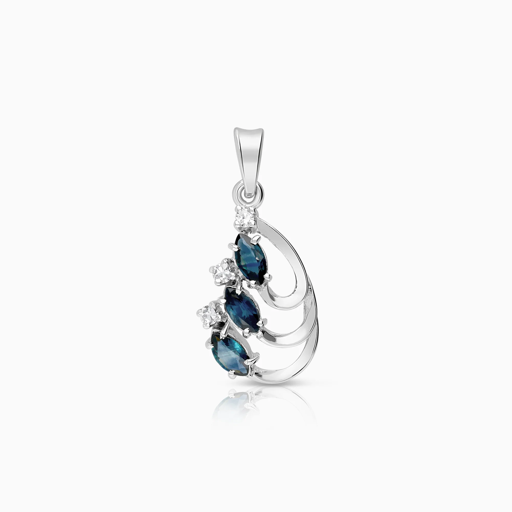 Diamond pendant with sapphires 1.40g 18K white gold