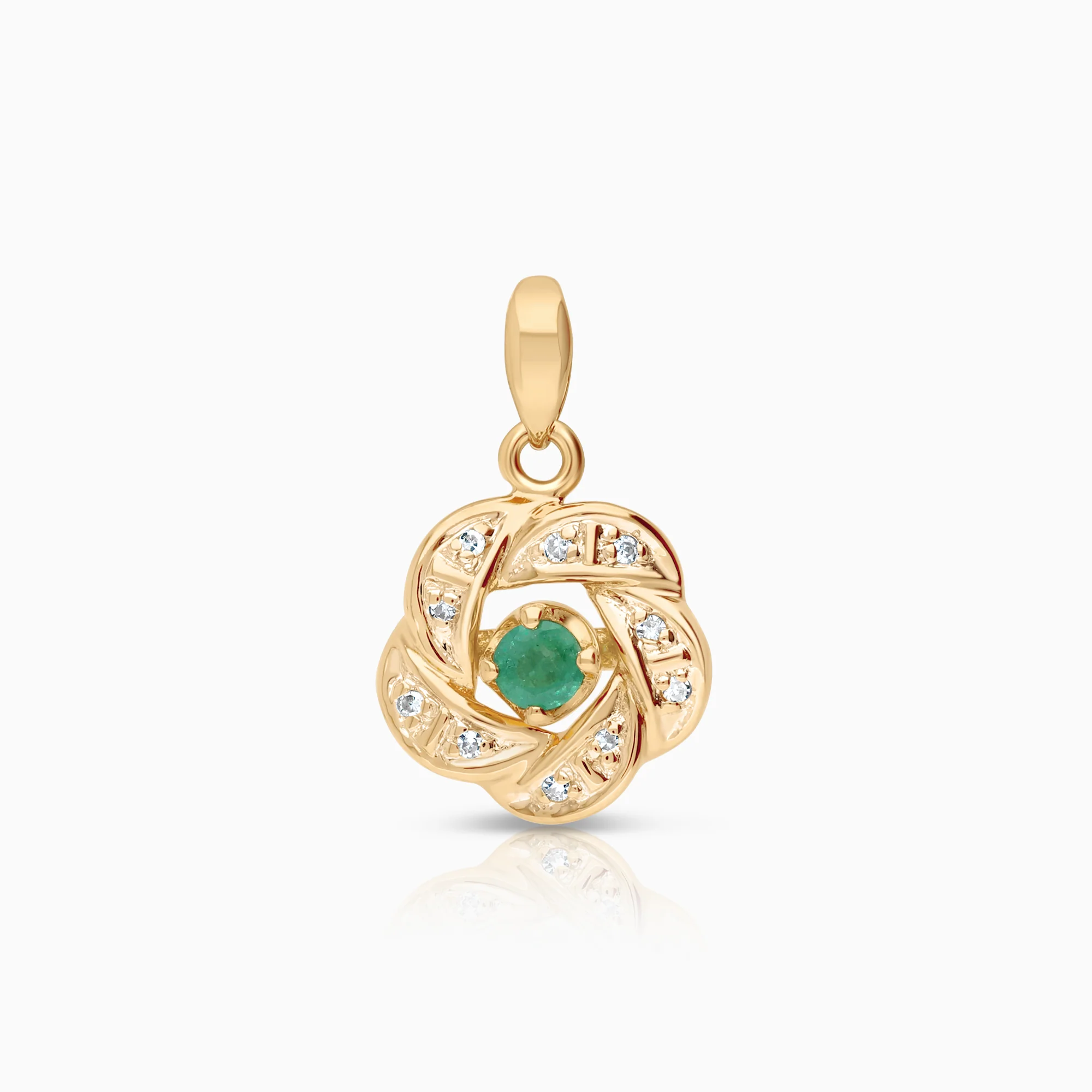 Diamond pendant with emerald 1.60g 18K gold