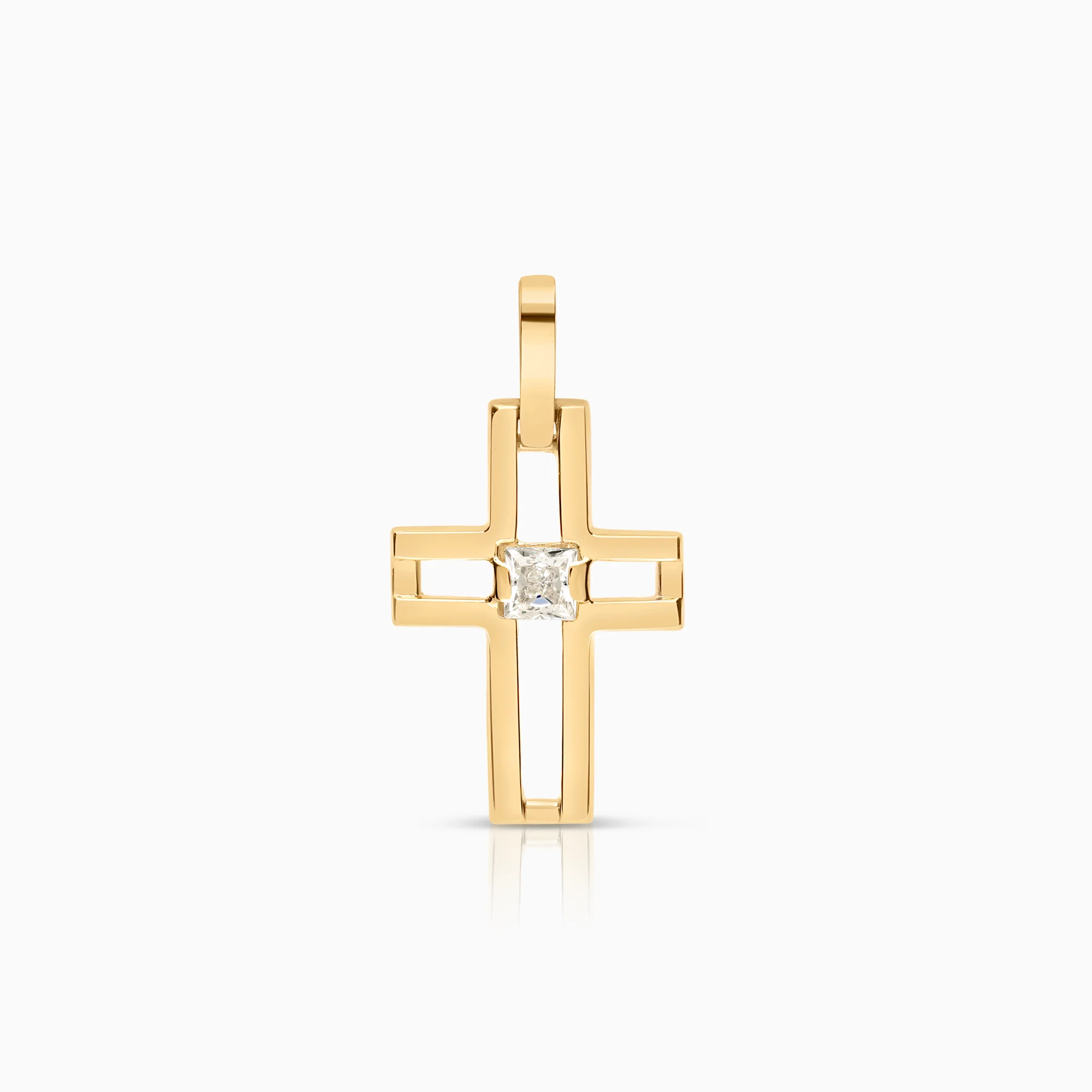 Gold cross pendant cubic zirconia 1.26g 18K gold