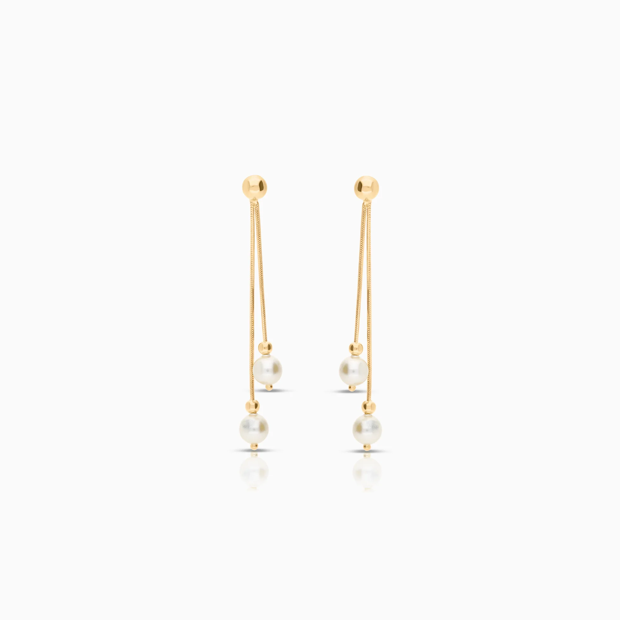 Gold earring 3.01g imitation pearls 18K gold