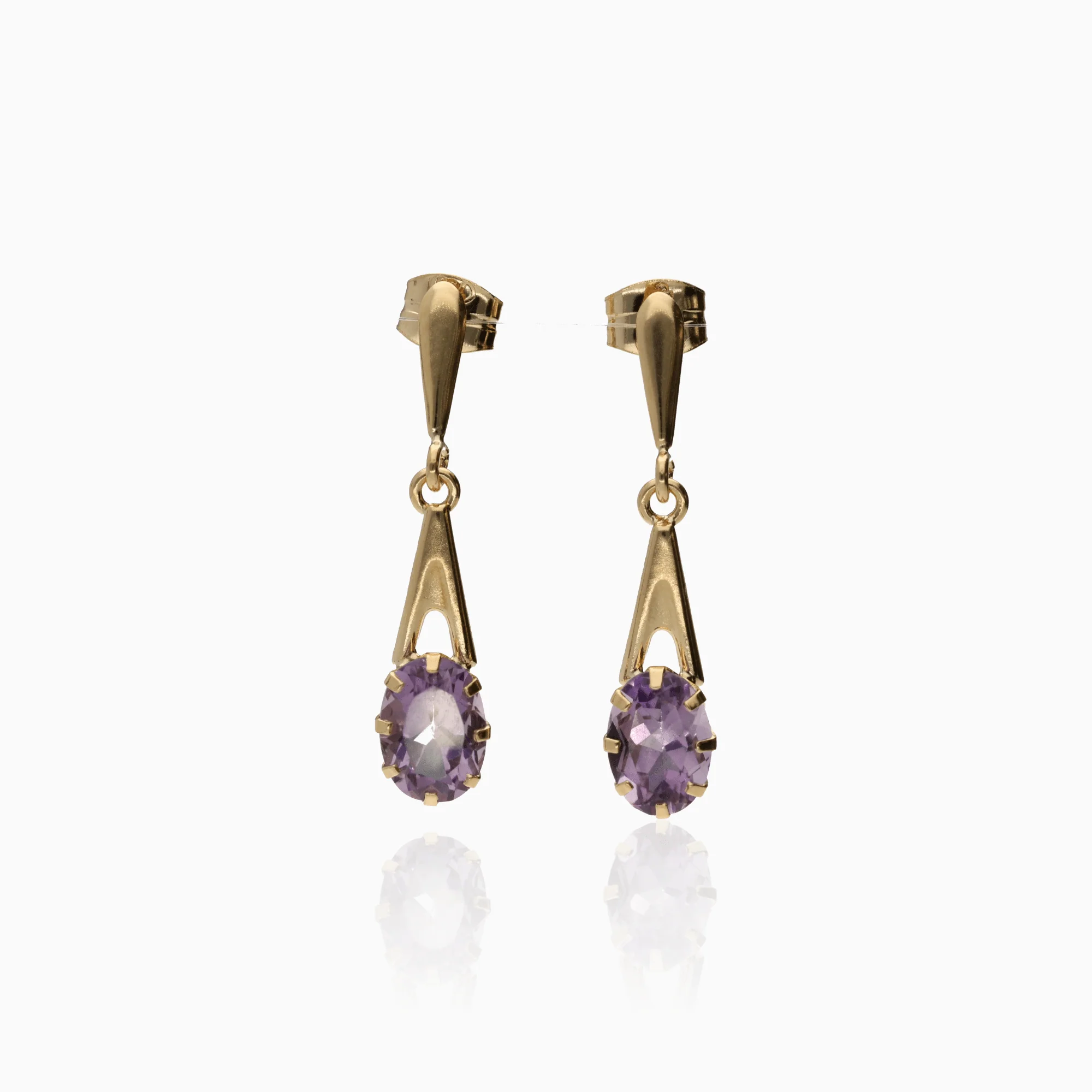 Gold earring with purple stones 1.25g 18K gold