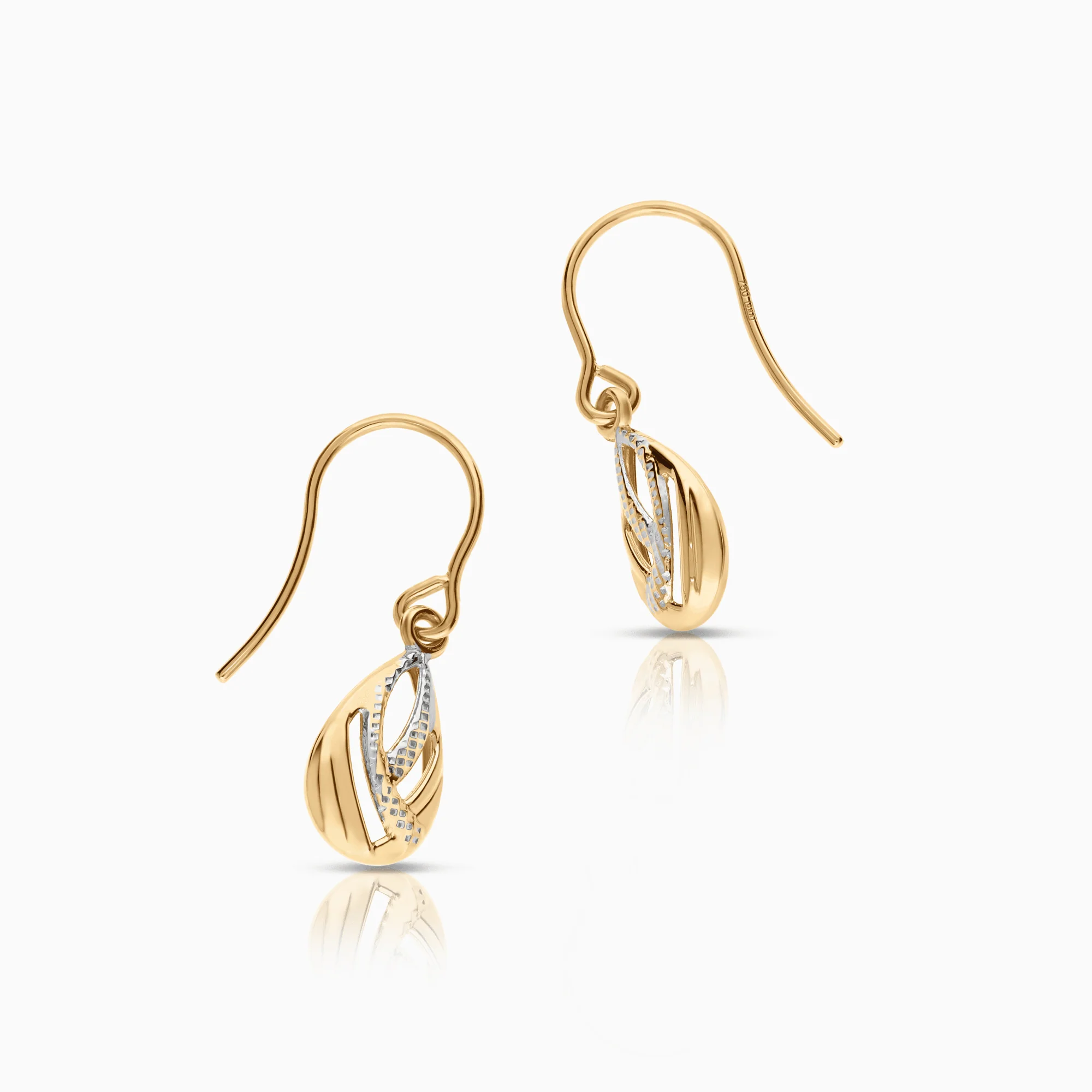 Gold earrings 0.86g 18K yellow/white gold - Image 2