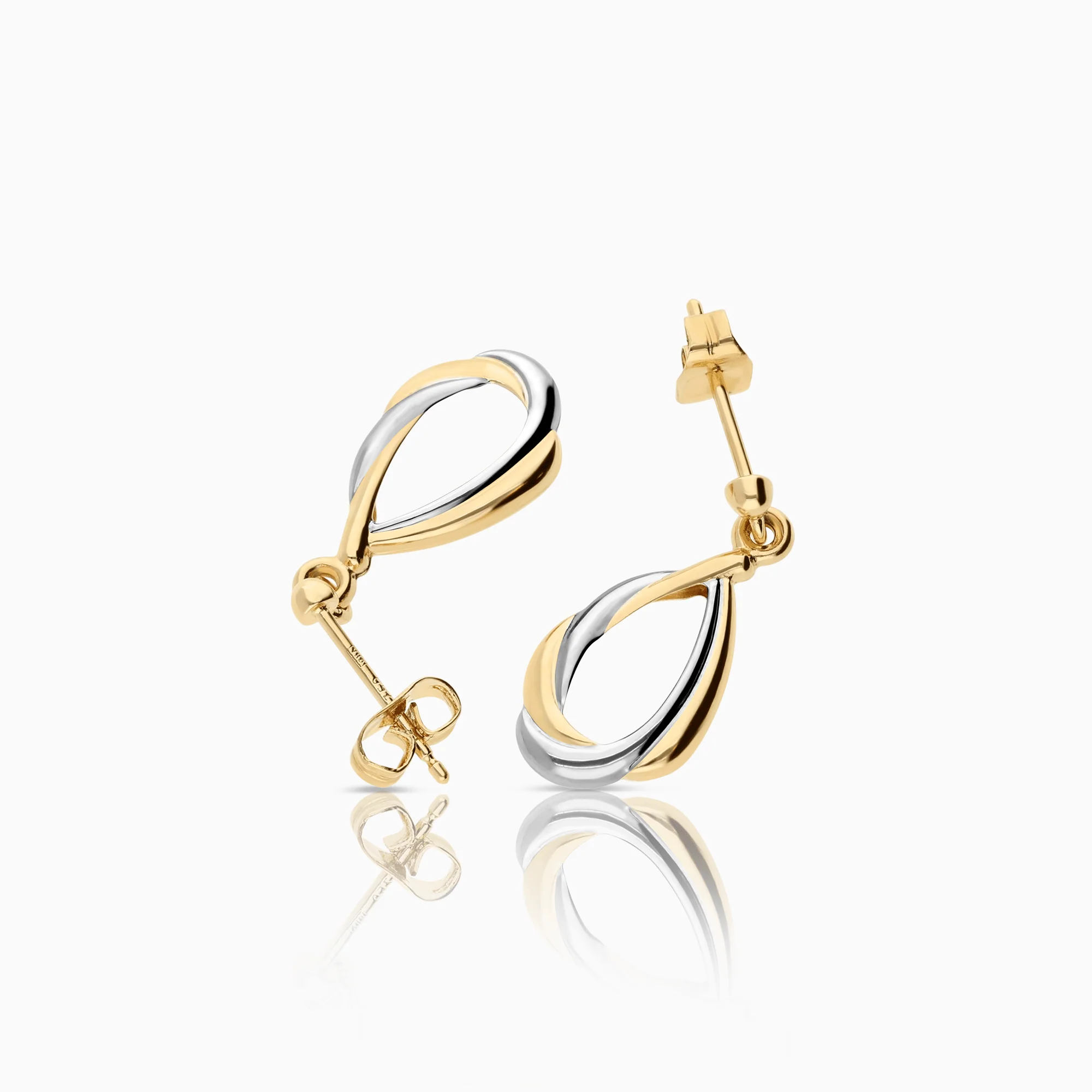 Gold earrings 0.95g 18K yellow/white gold - Image 2