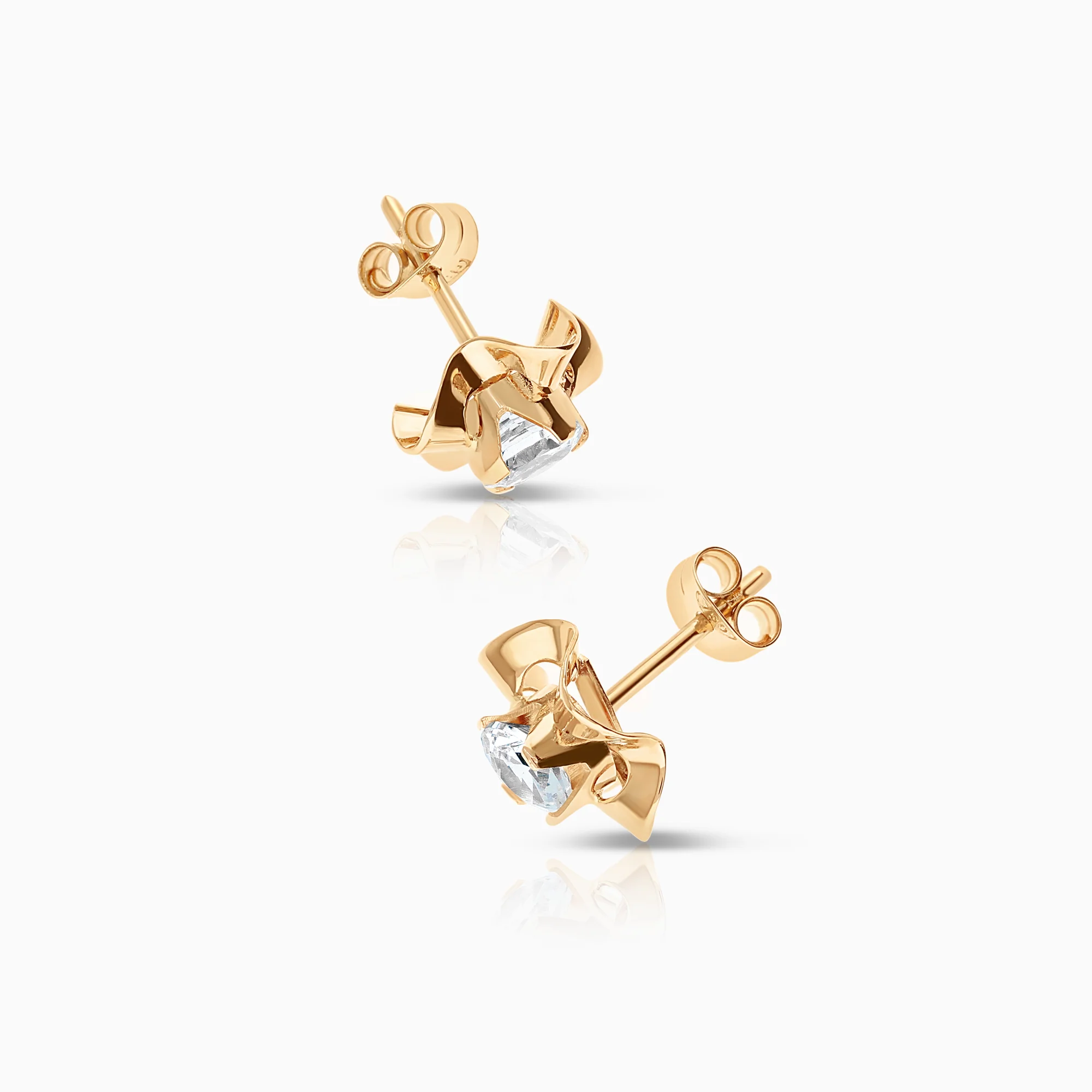 Gold earrings with white stones 1.45g 18K gold - Image 2