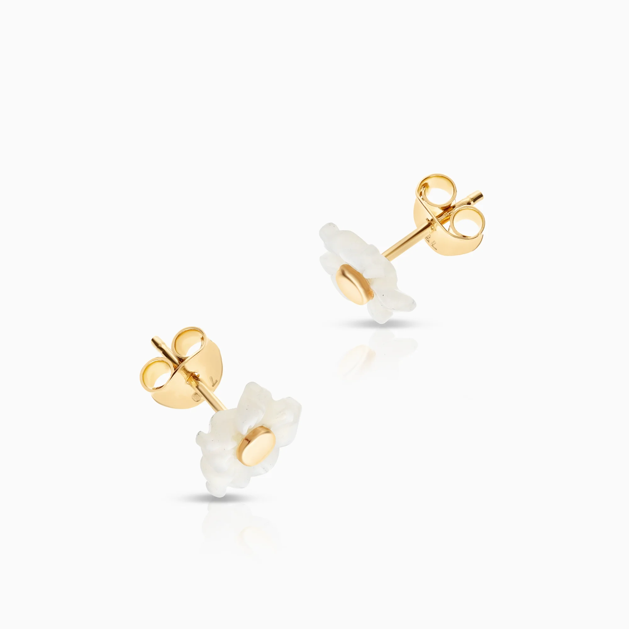 Gold earrings flower mother-of-pearl 0.74g 9K gold - Image 2