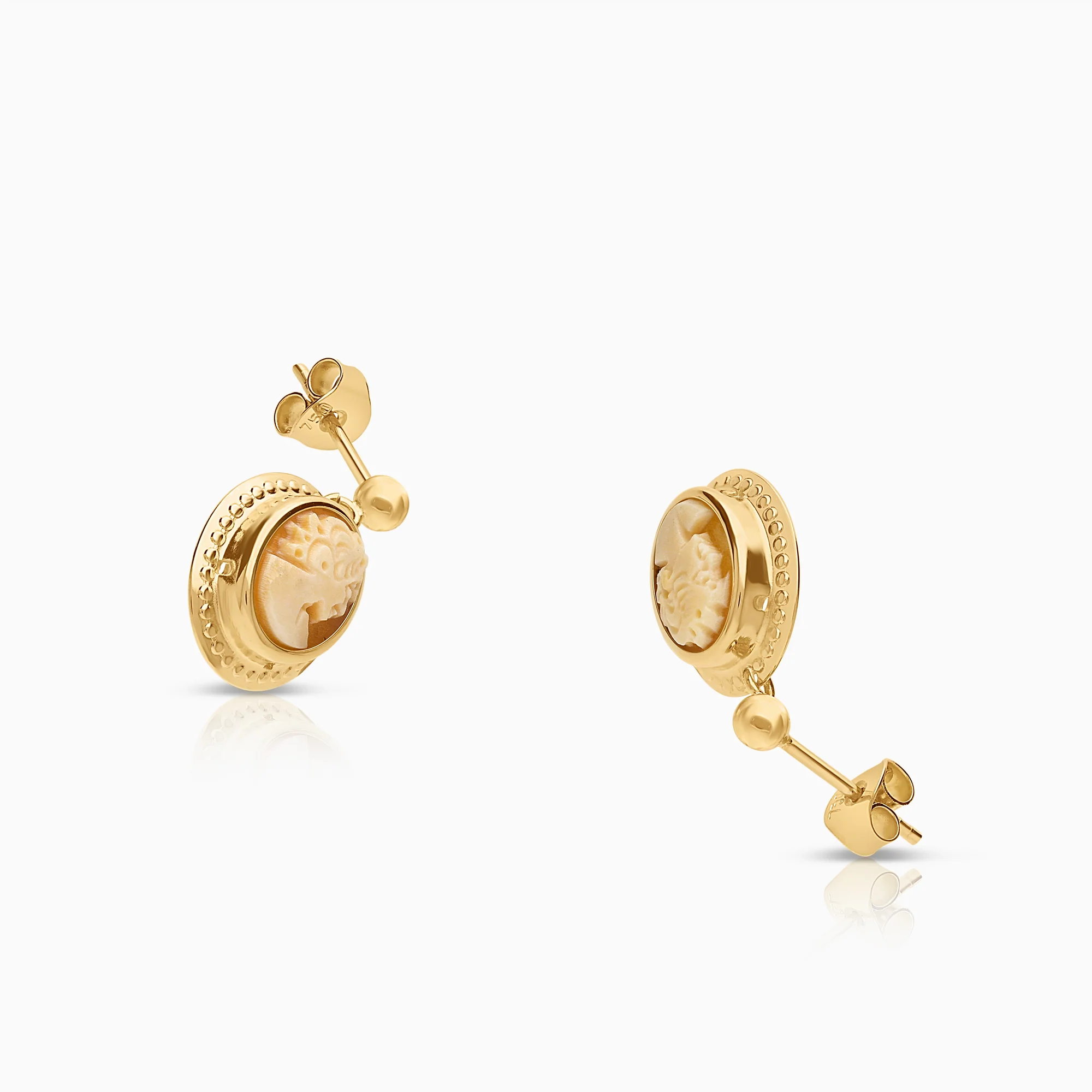 Gold cameo earrings 2.16g 18K gold - Image 2