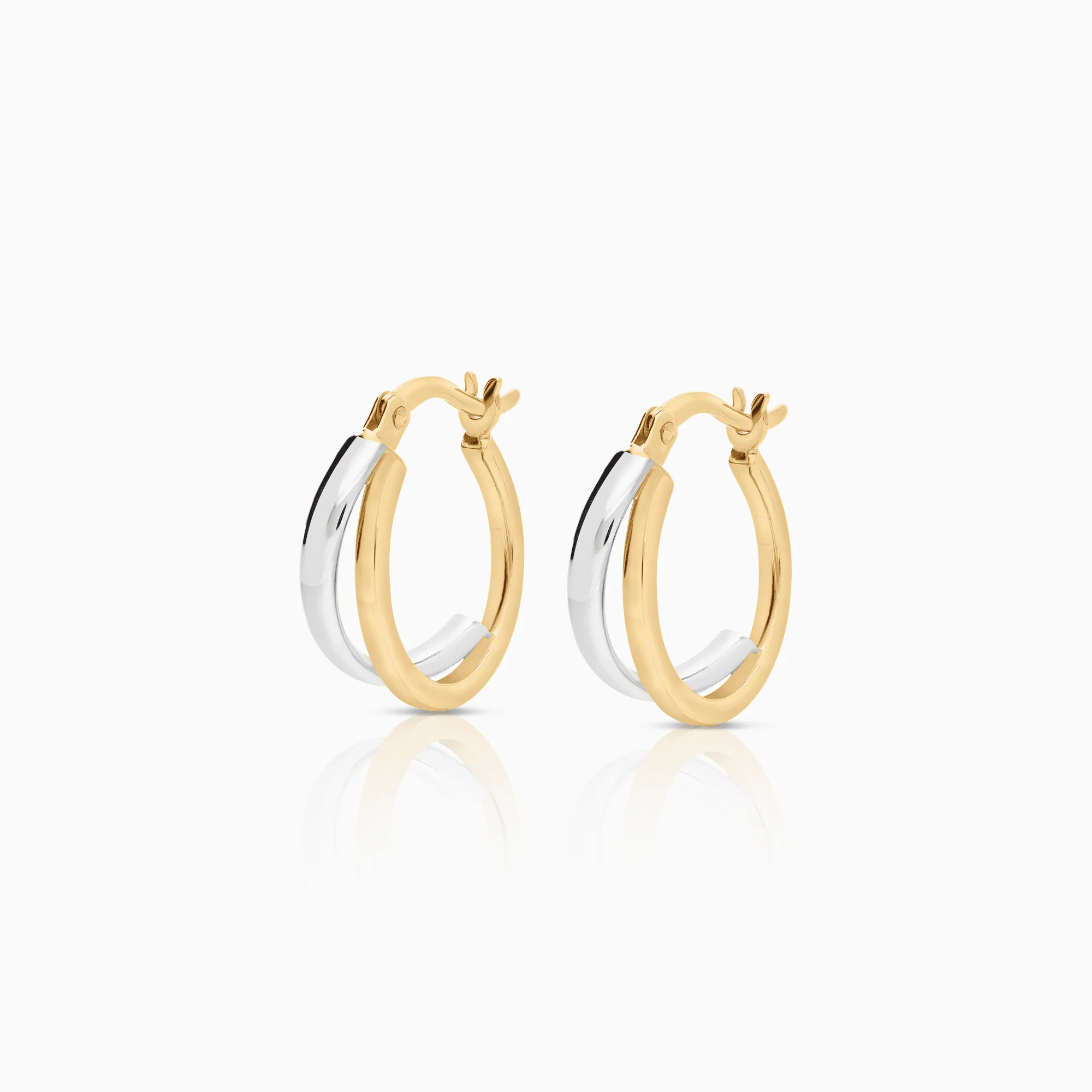 Gold hoop earrings 1.70g 18K white/yellow gold