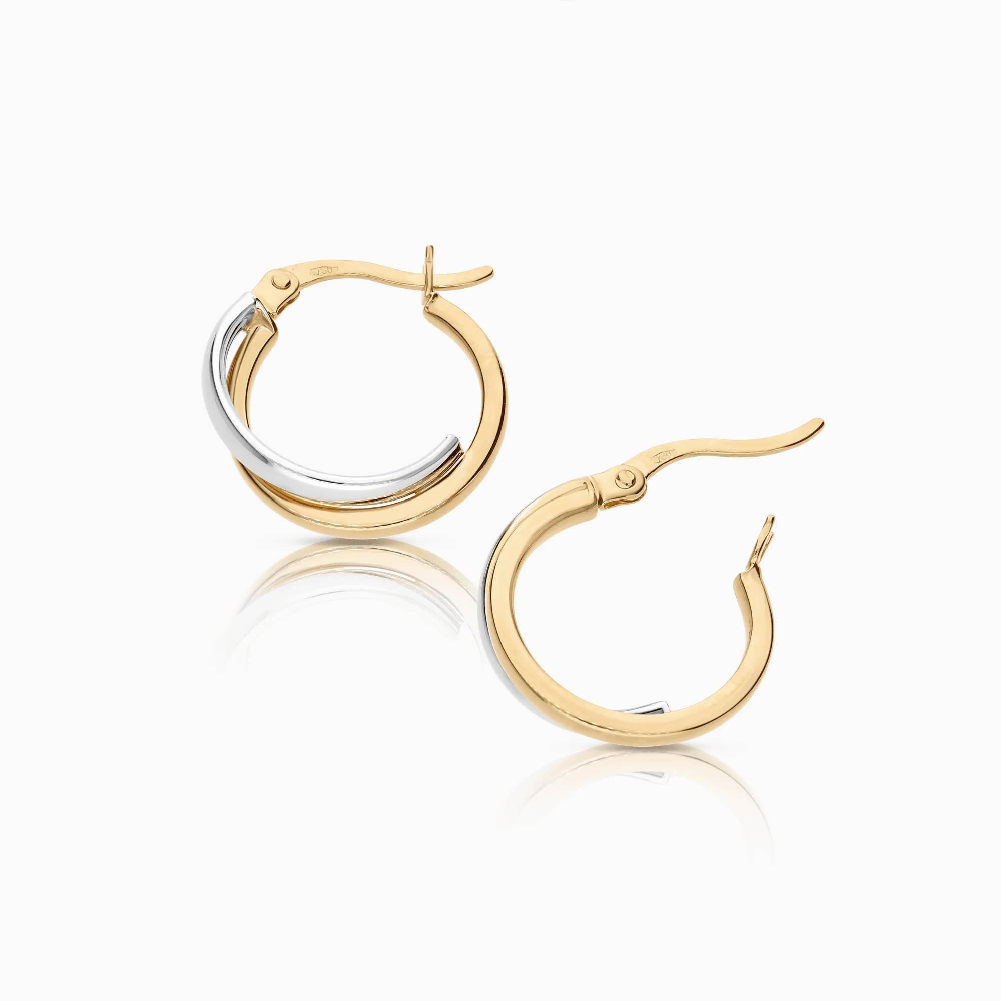 Gold hoop earrings 1.70g 18K white/yellow gold - Image 2