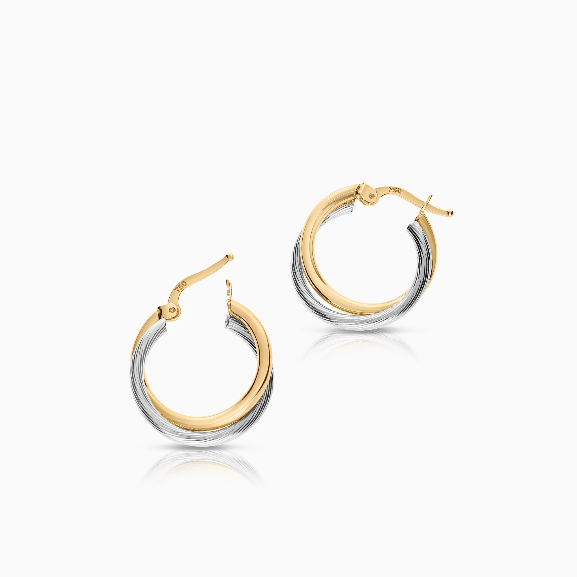 Gold hoop earrings 3.01g 18K yellow/white gold - Image 2