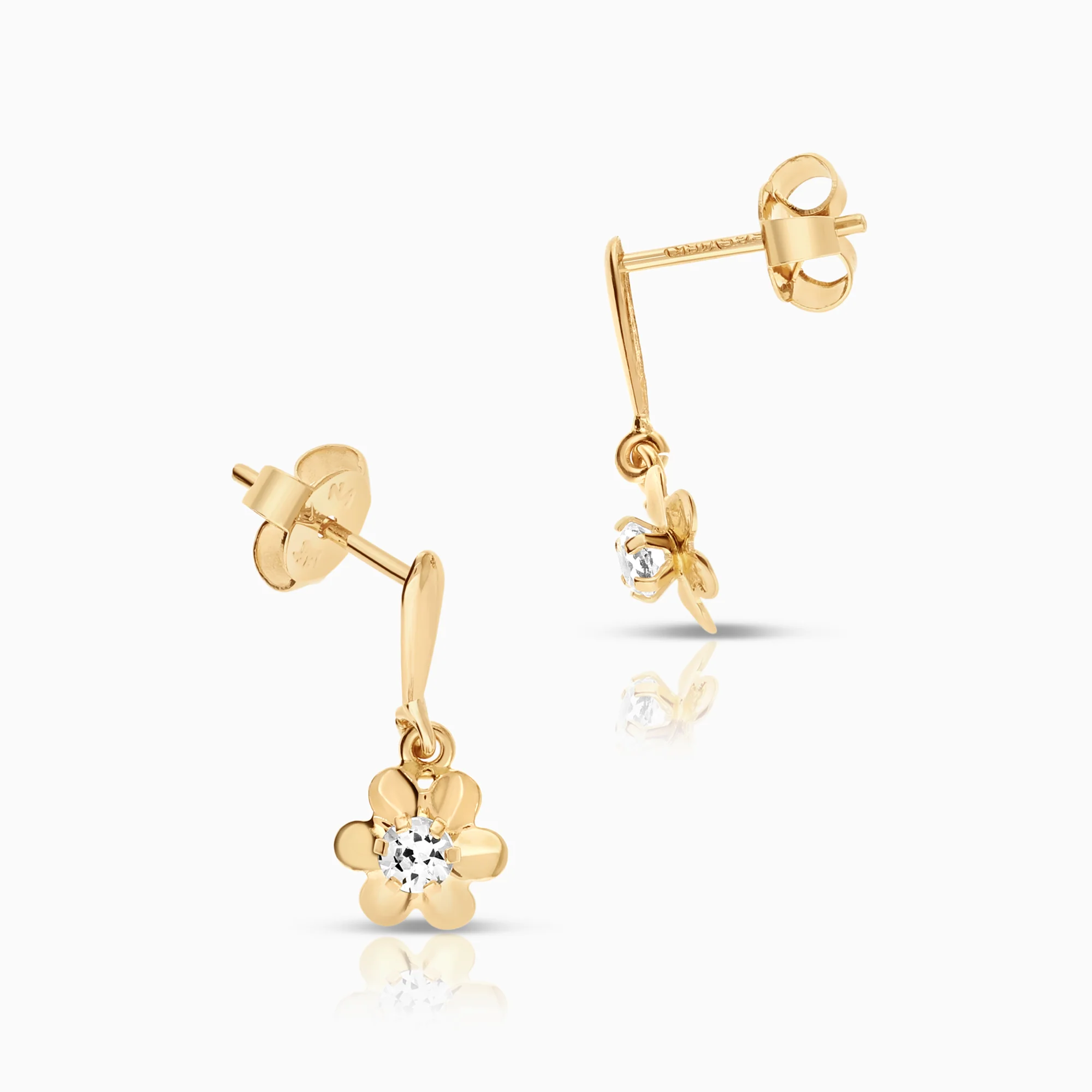 Gold earrings cubic zirconia 1.07g 18K gold - Image 2