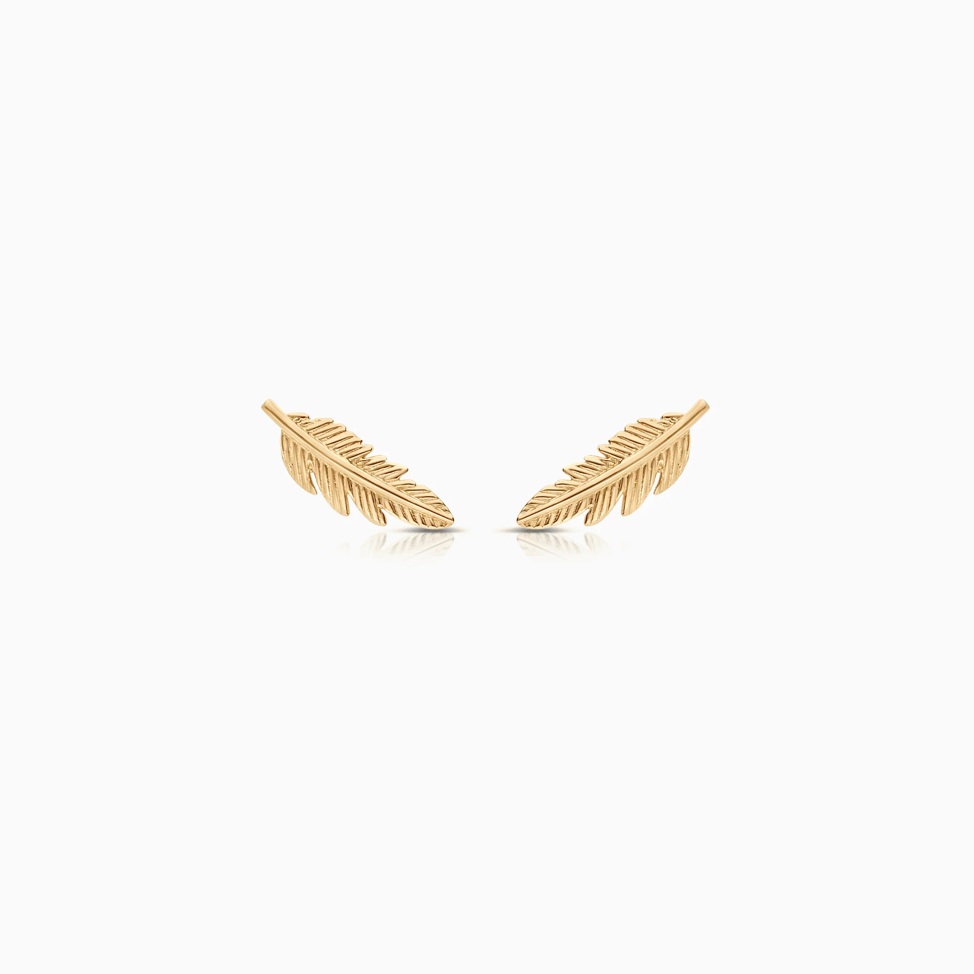 Gold earrings feather 0.75g 18K gold