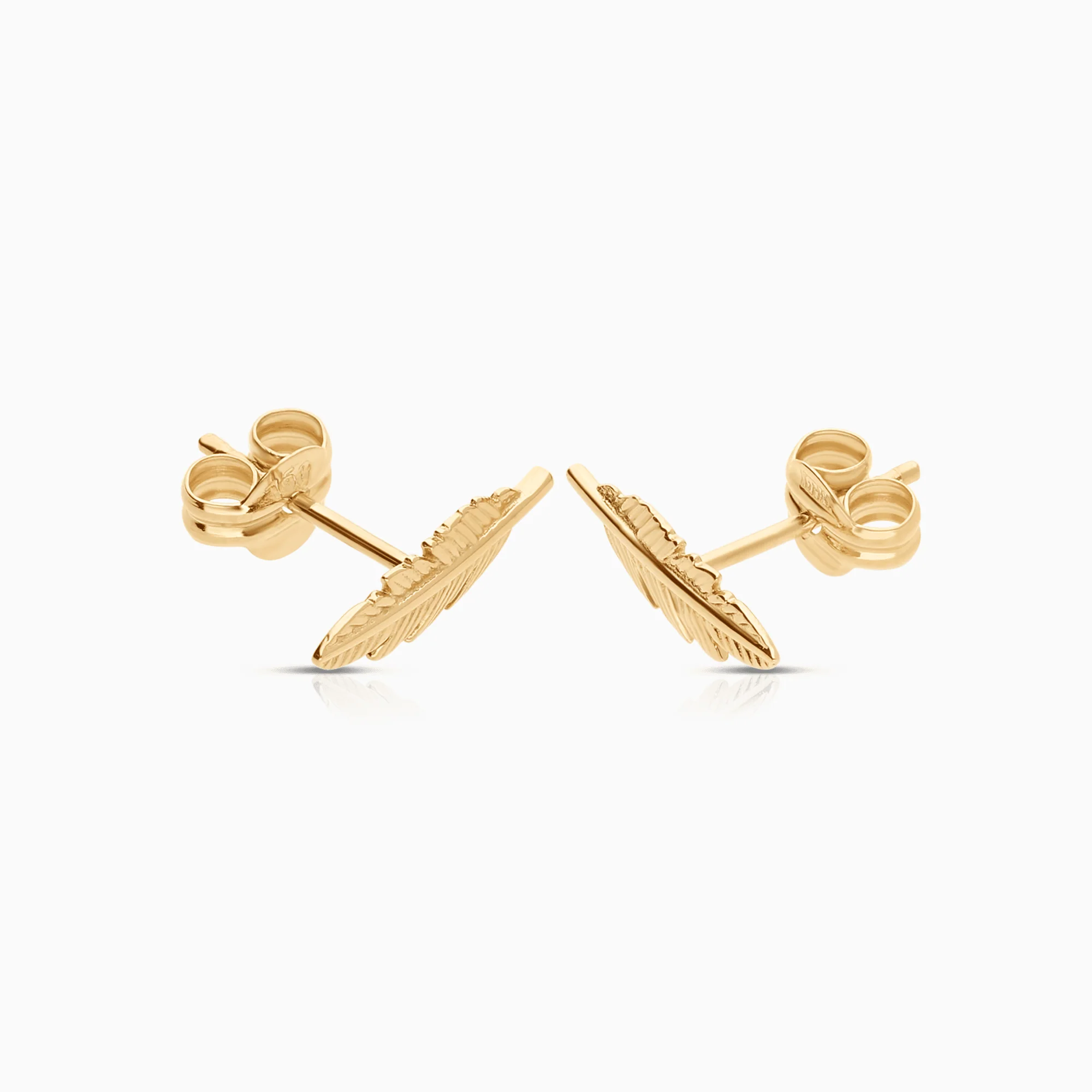 Gold earrings feather 0.75g 18K gold - Image 2