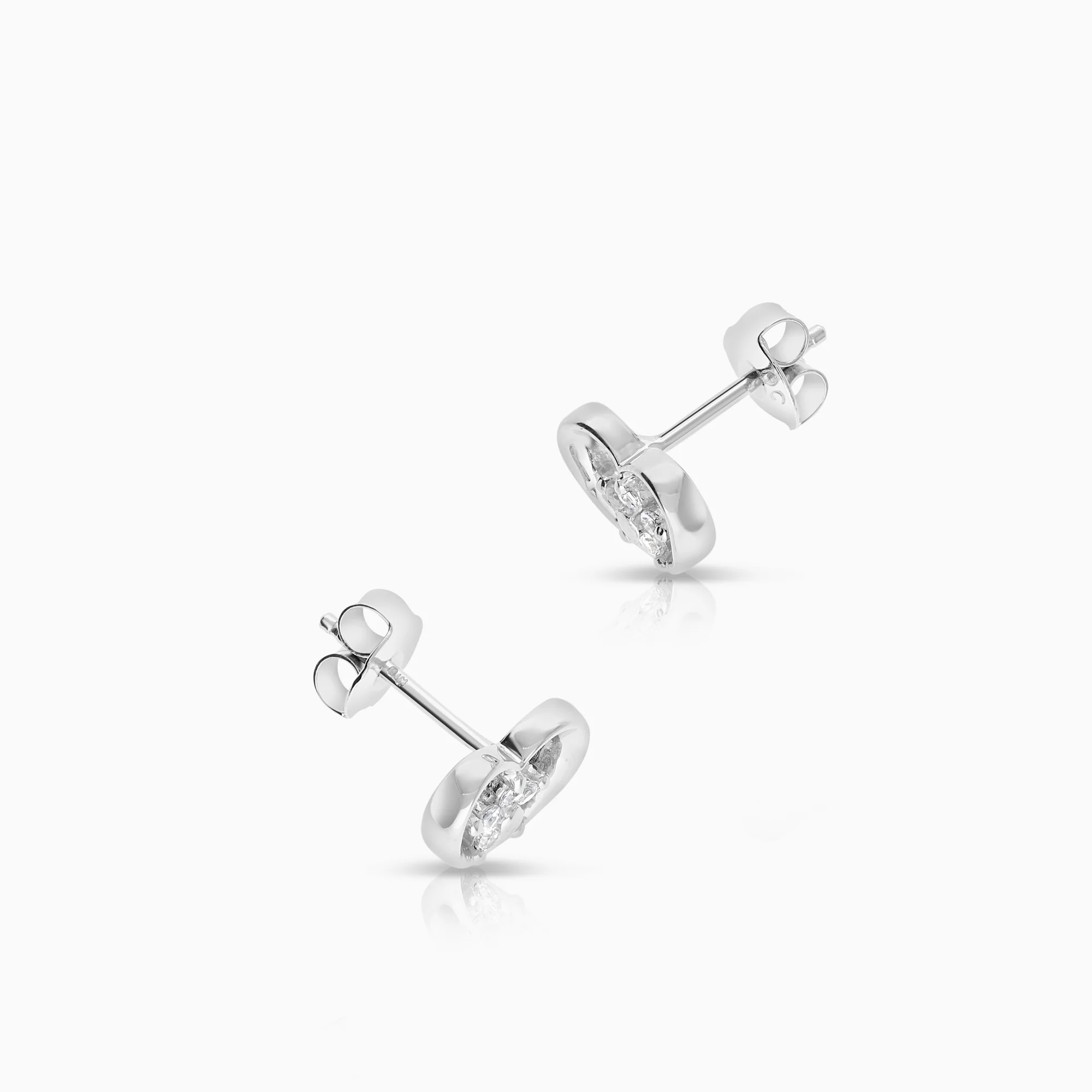 Gold heart earrings with cubic zirconia 2.71g 18K white gold - Image 2