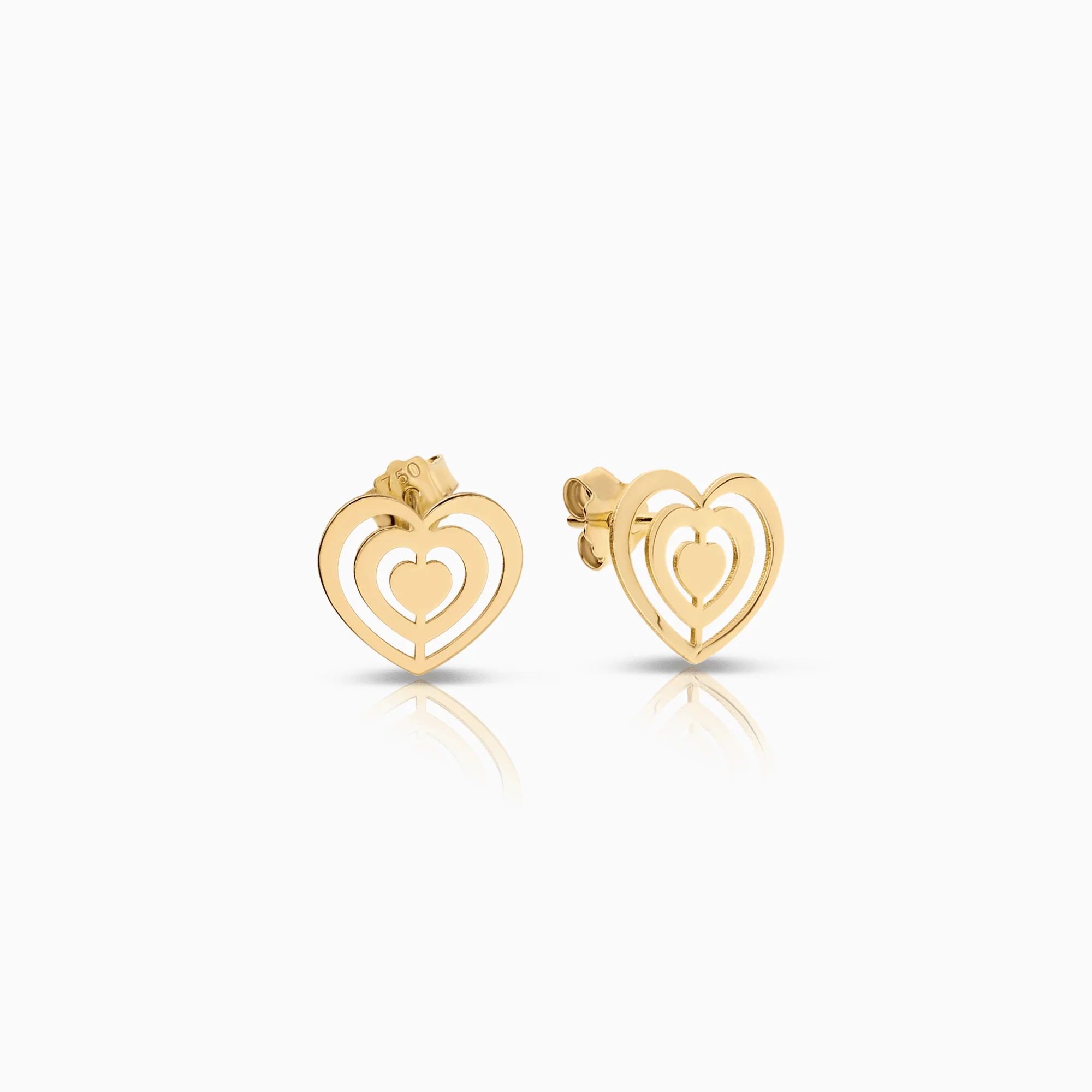 Gold earrings hearts 1.05g 18K gold - Image 2