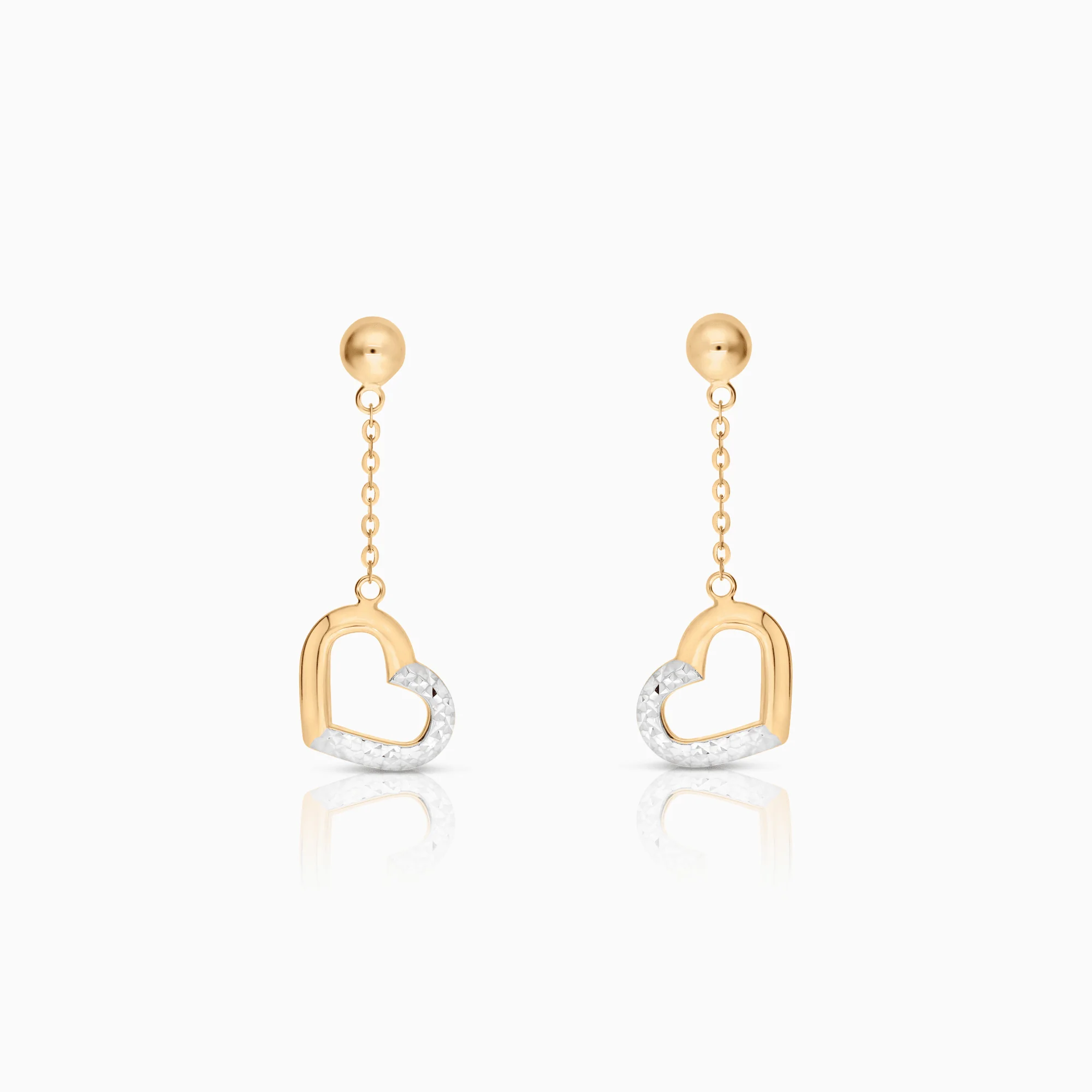 Gold earrings hearts 1.62g 18K white/yellow gold