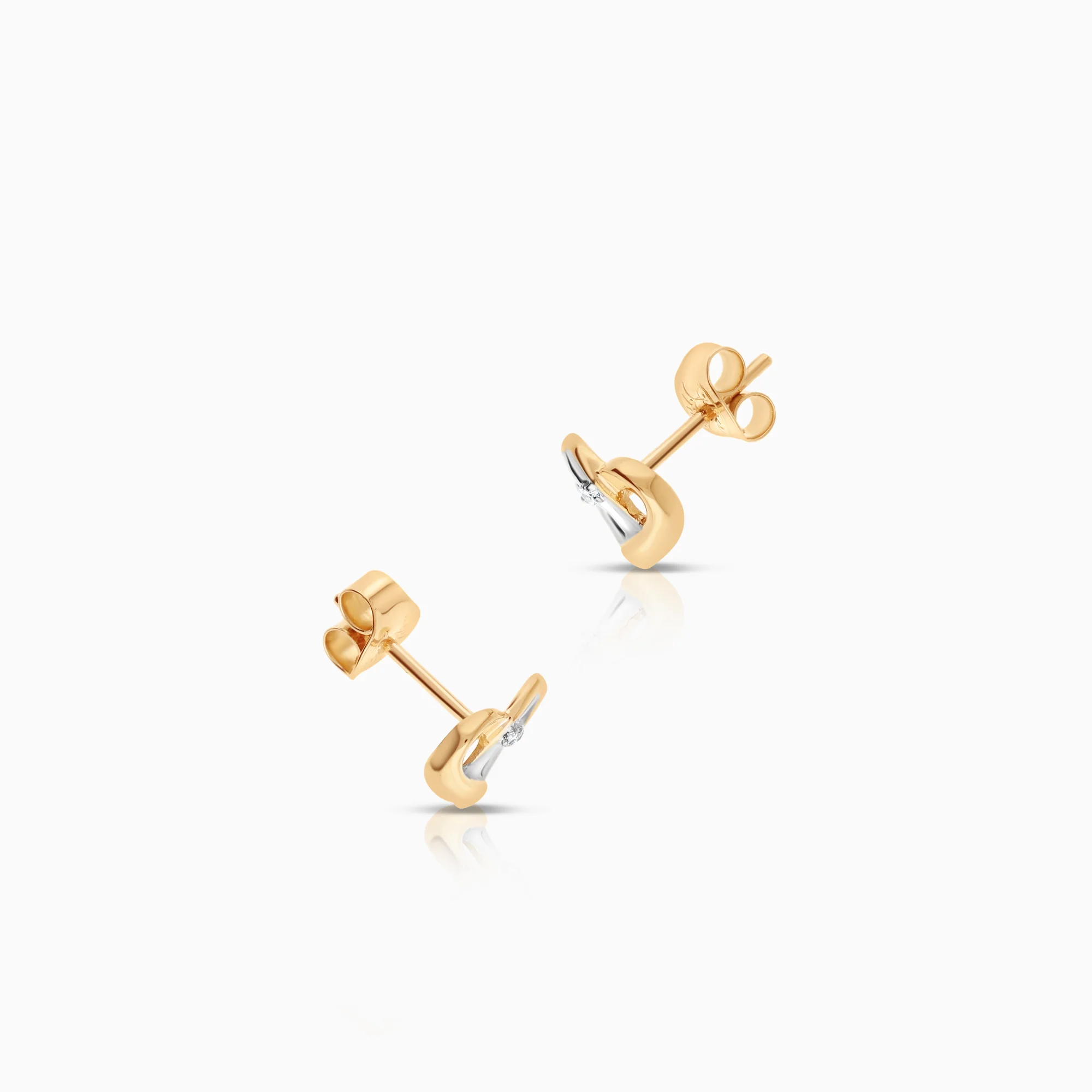 Gold earrings hearts with diamonds 0.02ct 18K gold - Image 2