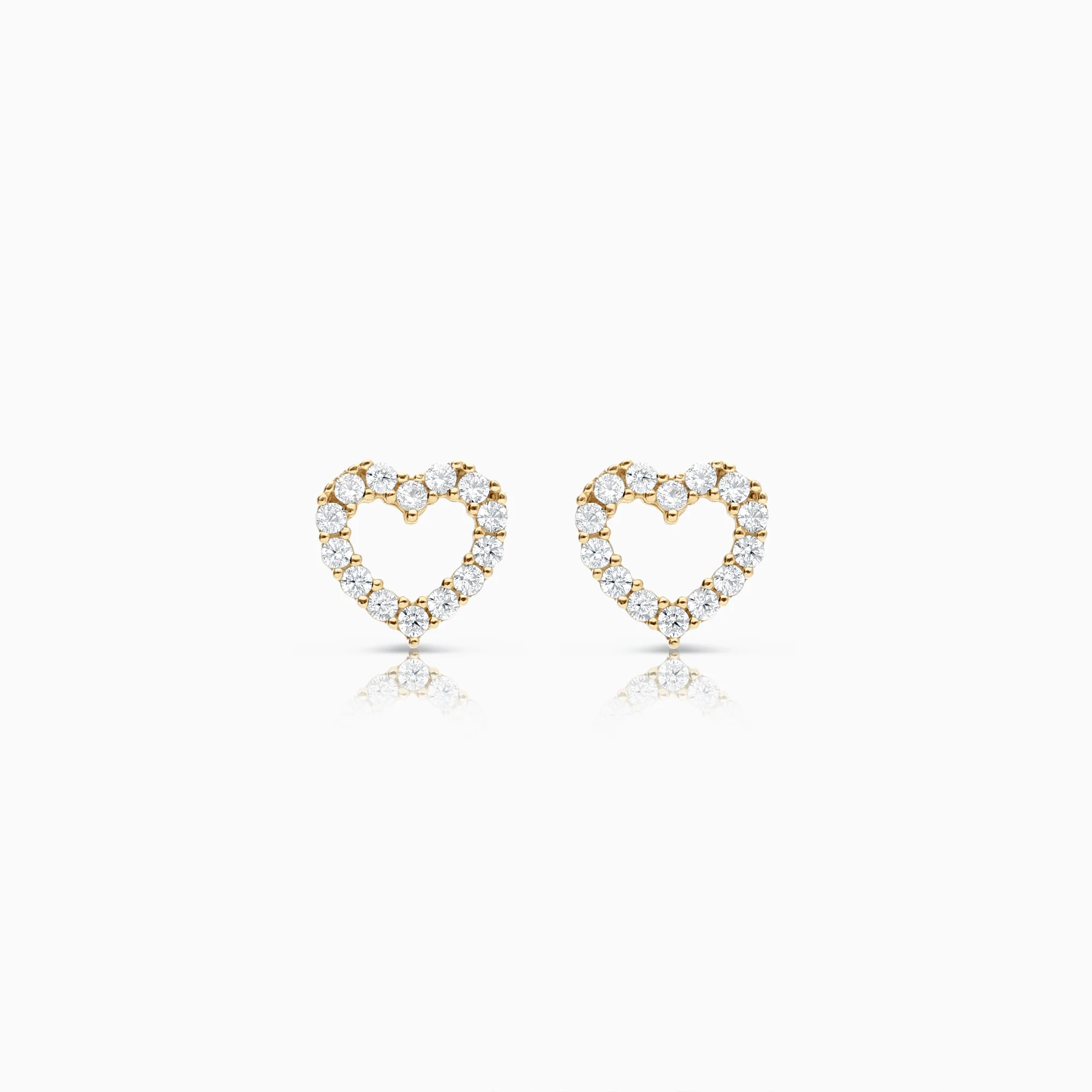 Gold earrings hearts with white stones 1.42g 18K gold
