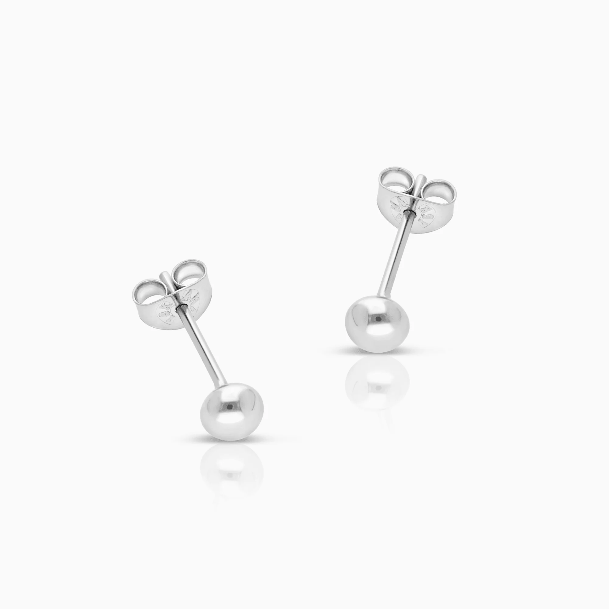 Gold Ball Earrings 1.82g 18K White Gold - Image 2