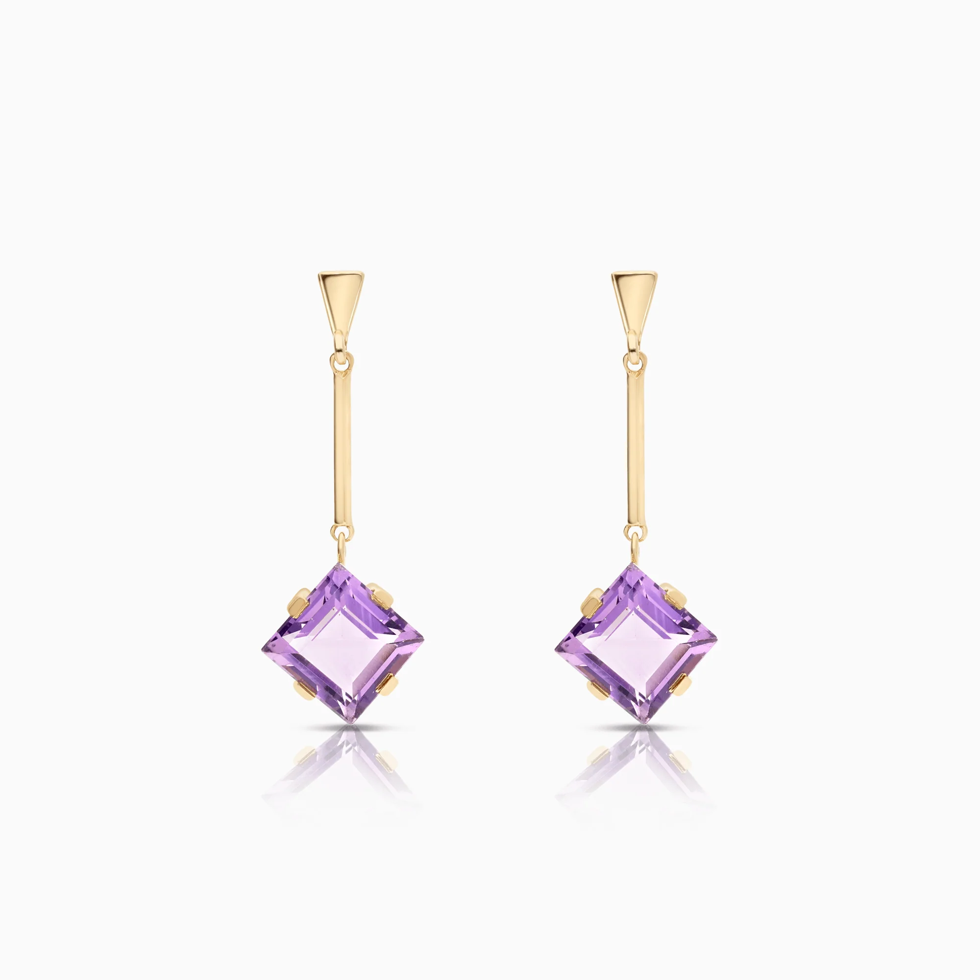Gold earrings with purple stones 3.70g 18K