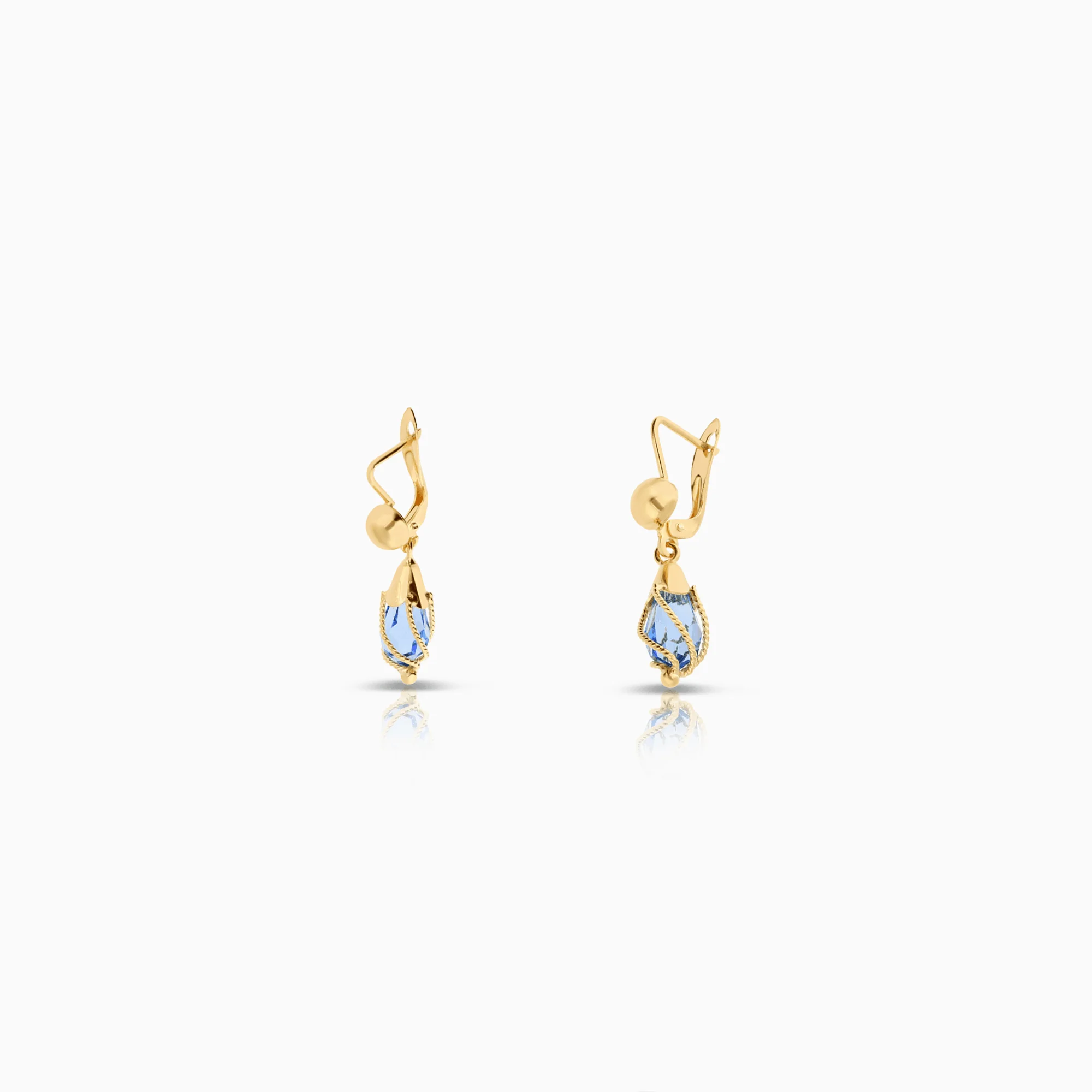 Gold earrings with blue stones 5.08g 18K gold - Image 2