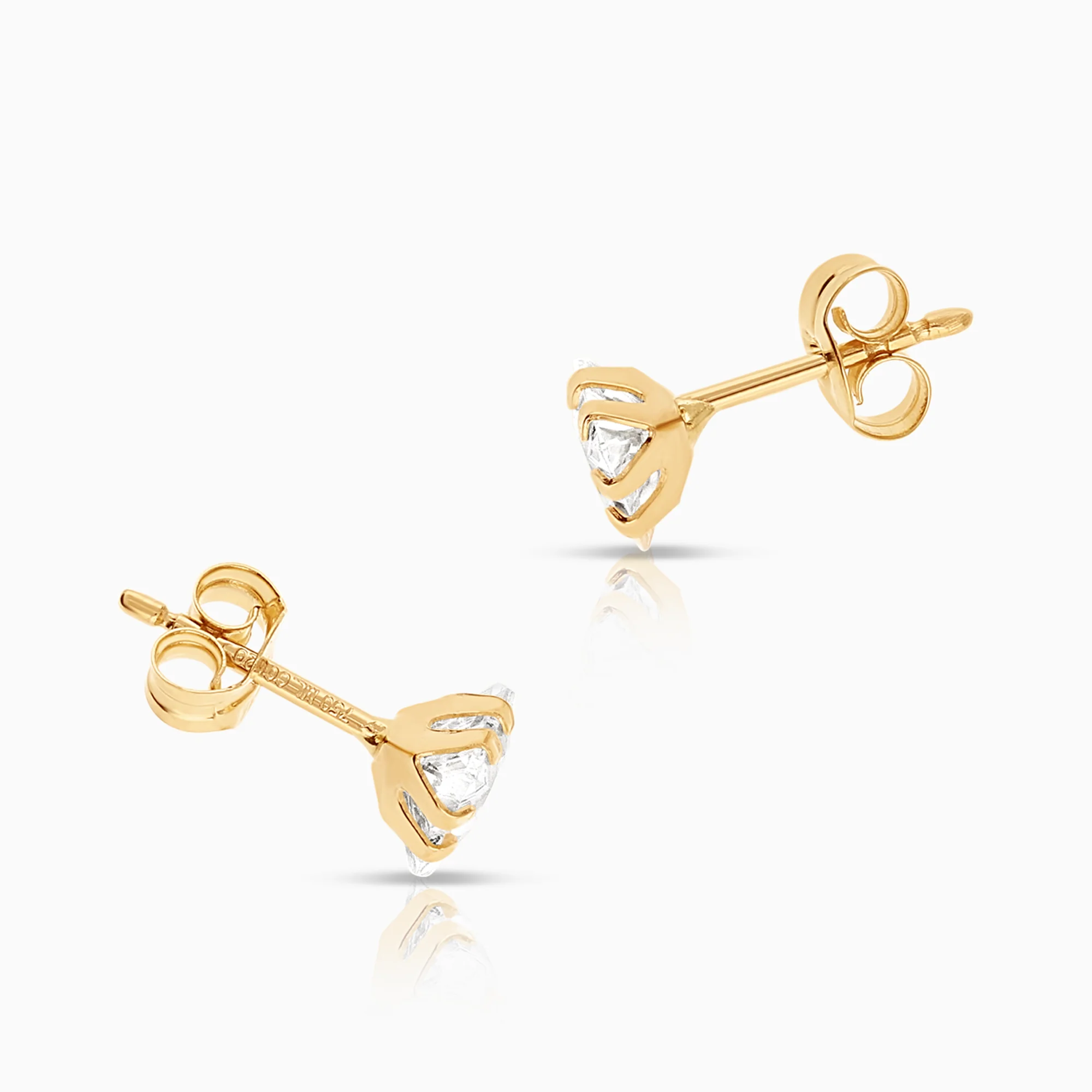 Gold earrings with cubic zirconia 0.62g 18K gold - Image 2