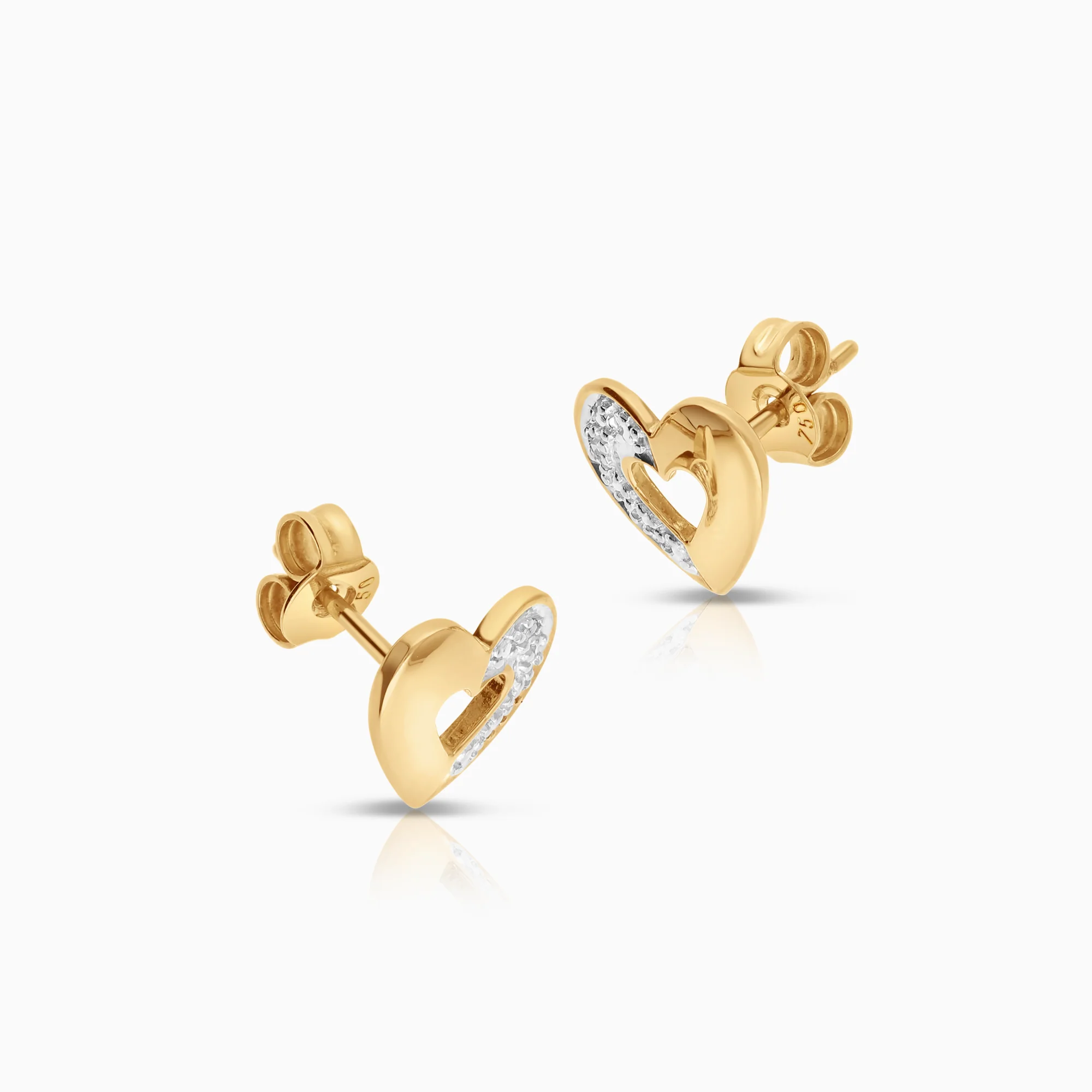 Gold earrings with diamonds 0.01ct 18K gold - Image 2