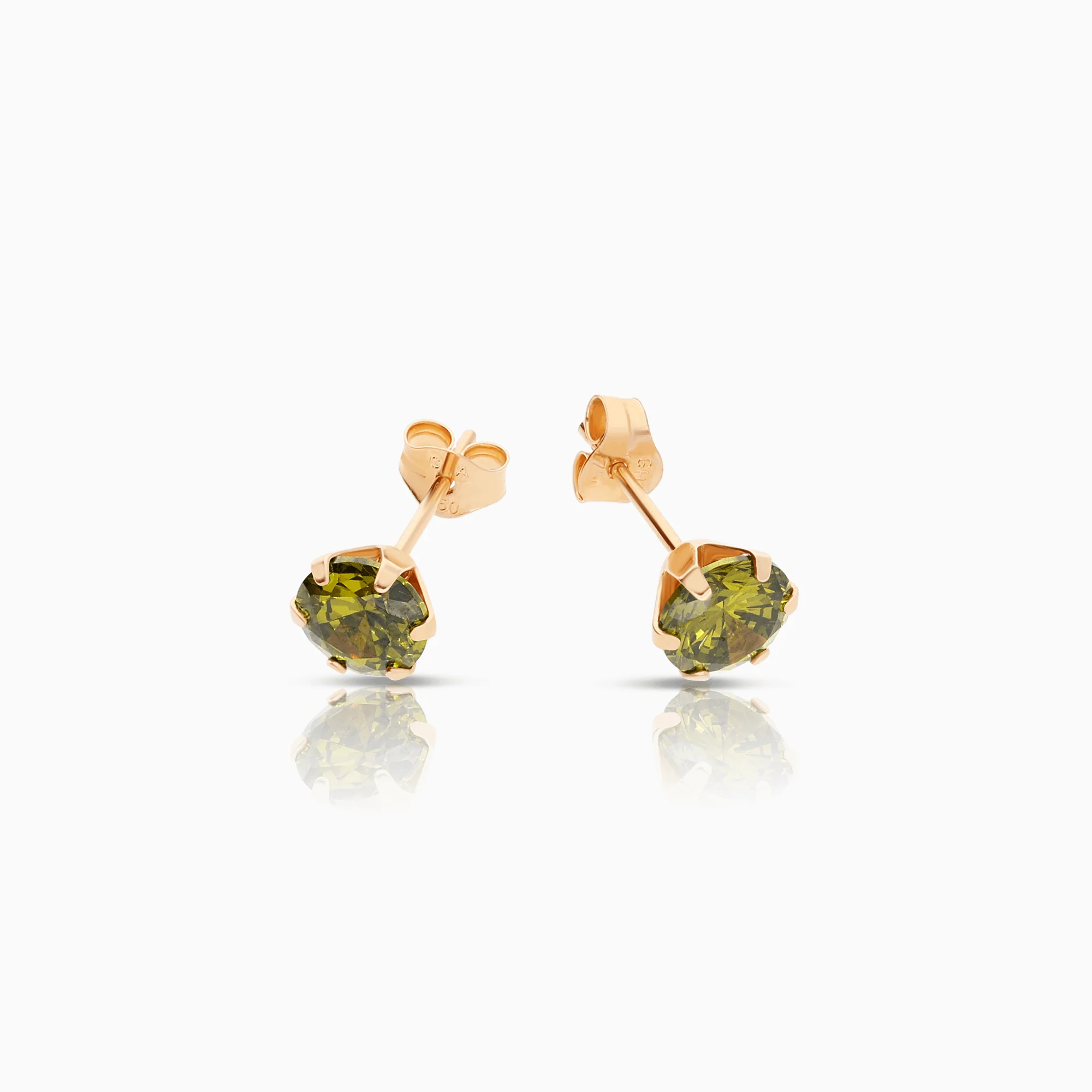 Gold Earrings with Green Stones 1.23g 18K - Image 2