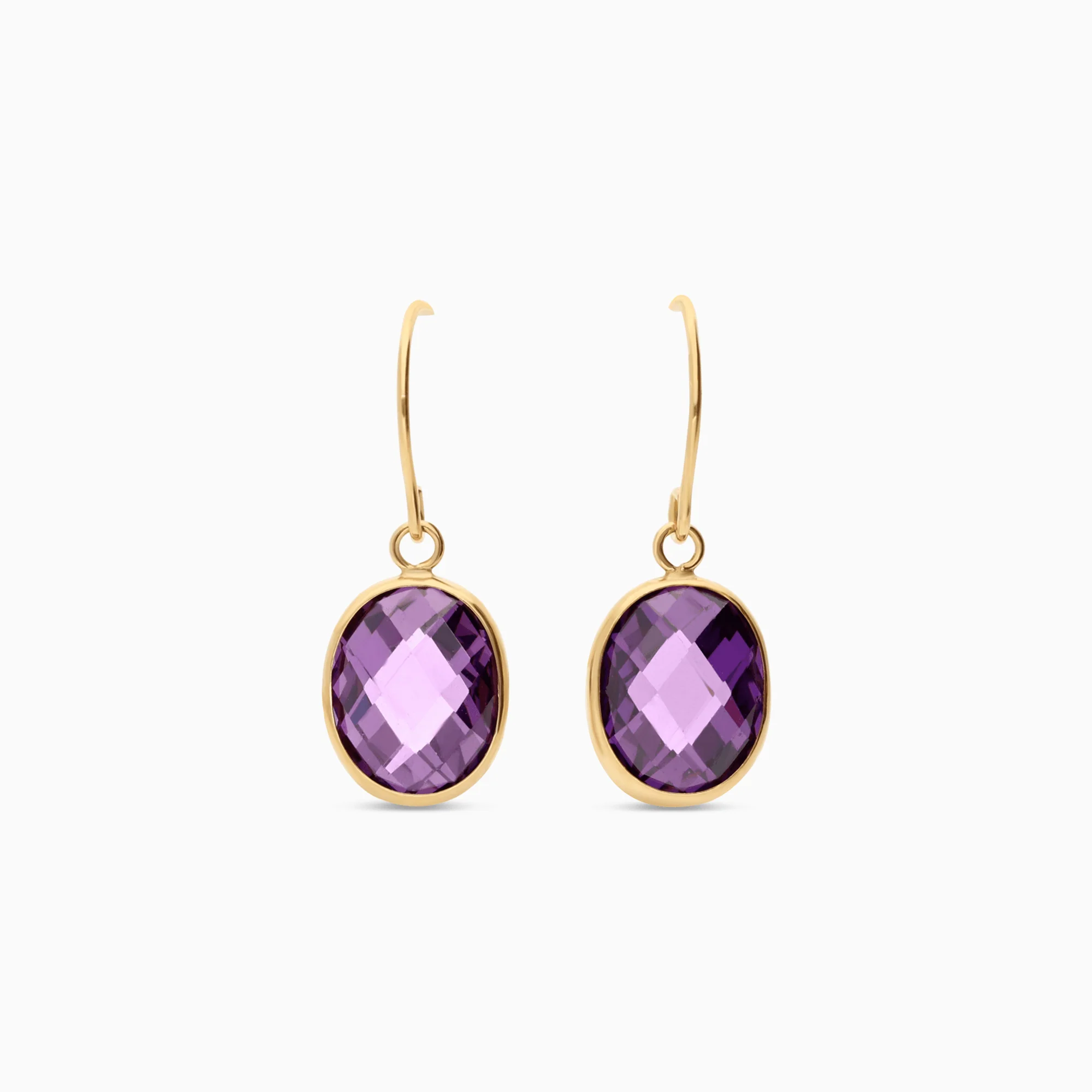 Gold earrings with purple stones 2.2g 18K