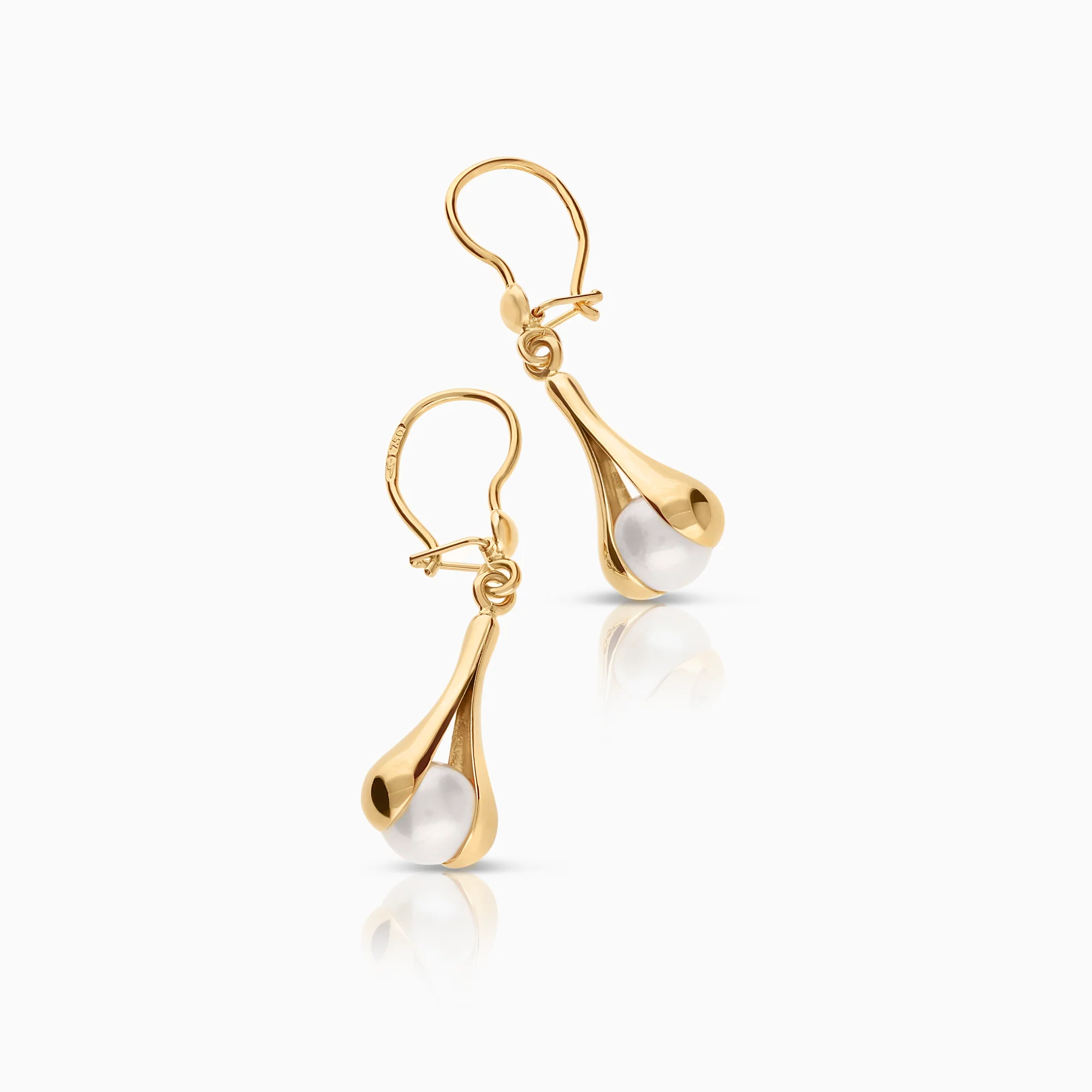 Gold earrings with pearls 1.82g 18K gold - Image 2
